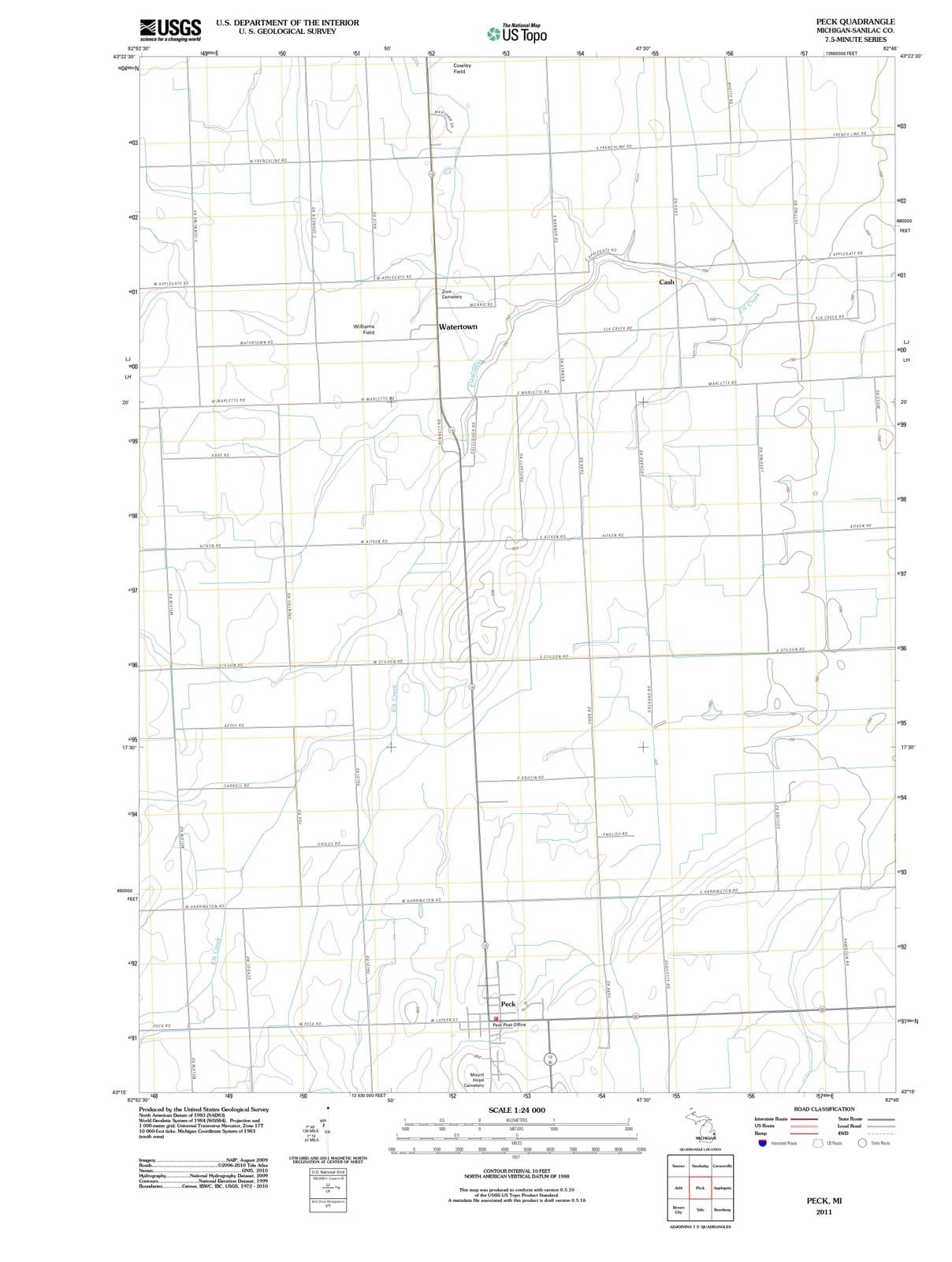 2011 Peck, MI - Michigan - USGS Topographic Map