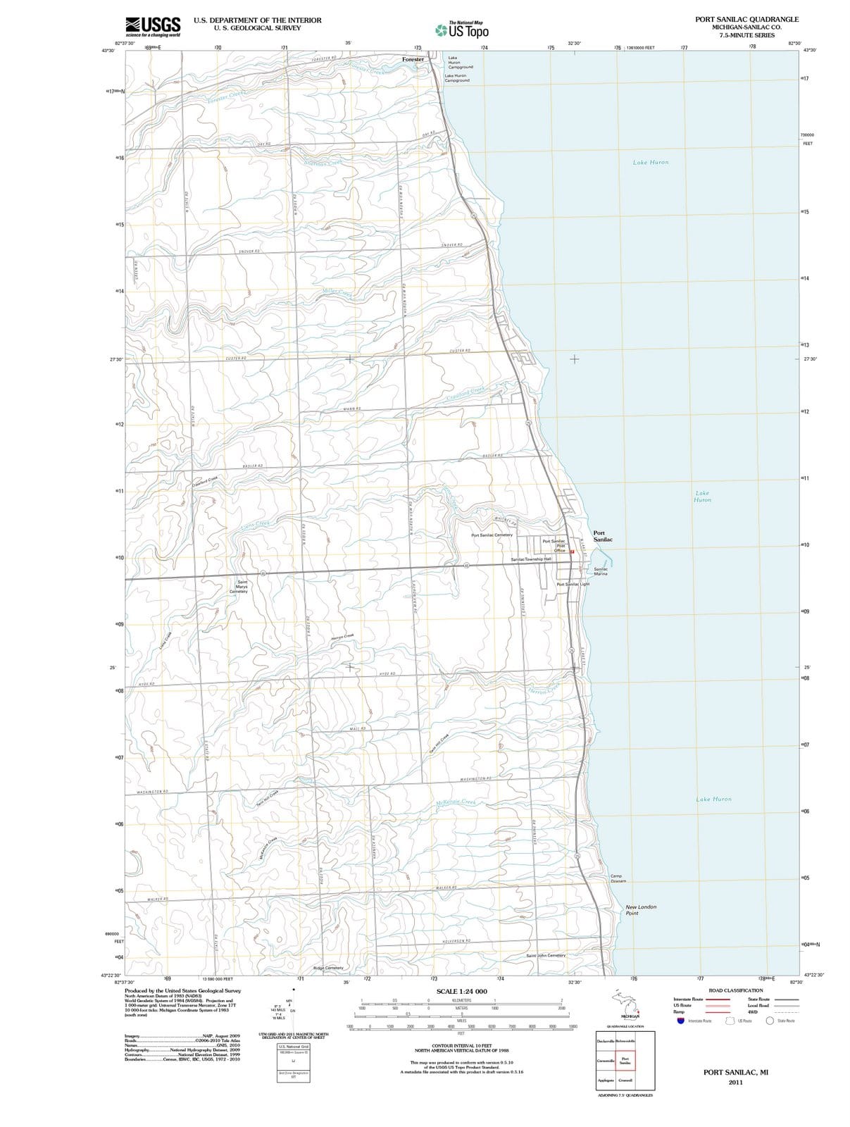 2011 Port Sanilac, MI - Michigan - USGS Topographic Map
