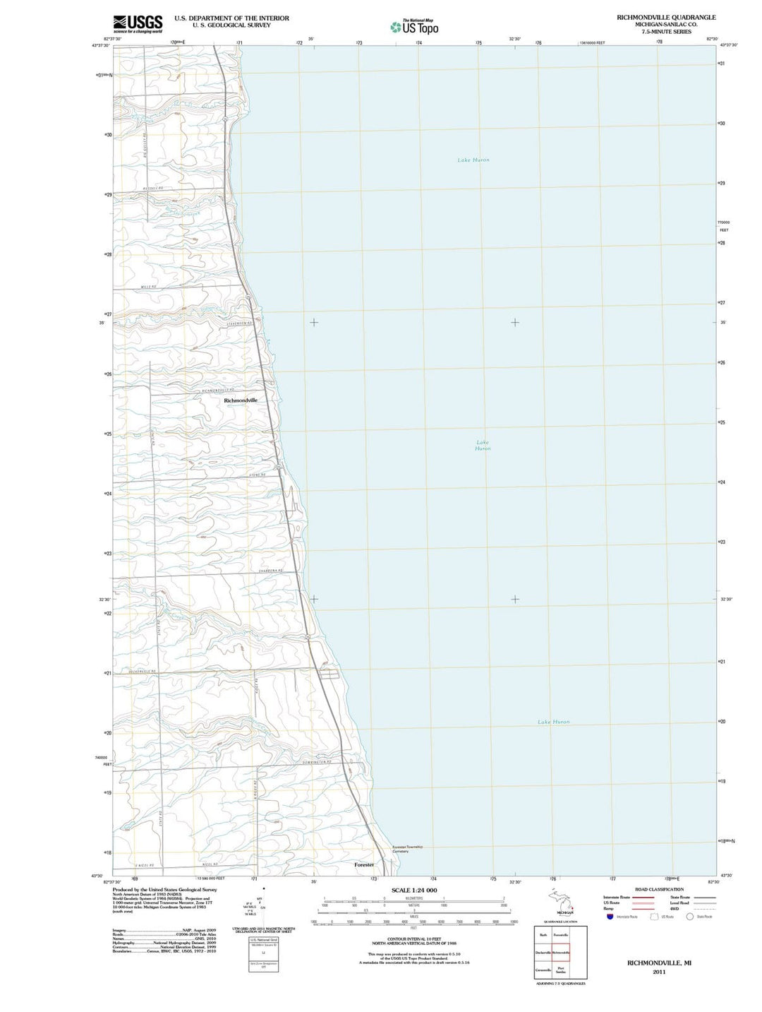 2011 Richmondville, MI - Michigan - USGS Topographic Map