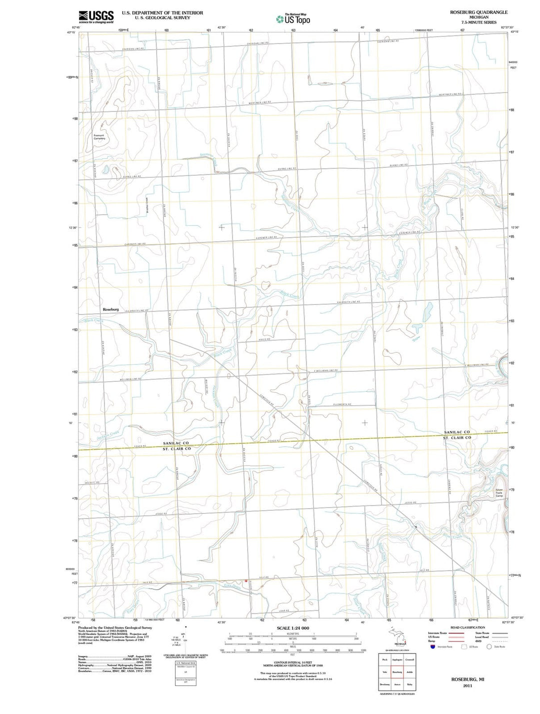 2011 Roseburg, MI - Michigan - USGS Topographic Map