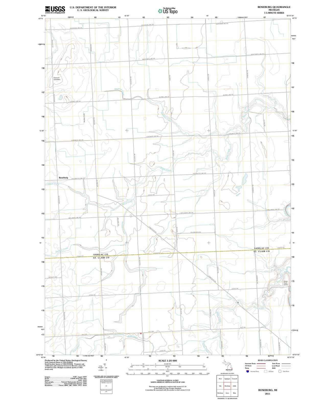 2011 Roseburg, MI - Michigan - USGS Topographic Map