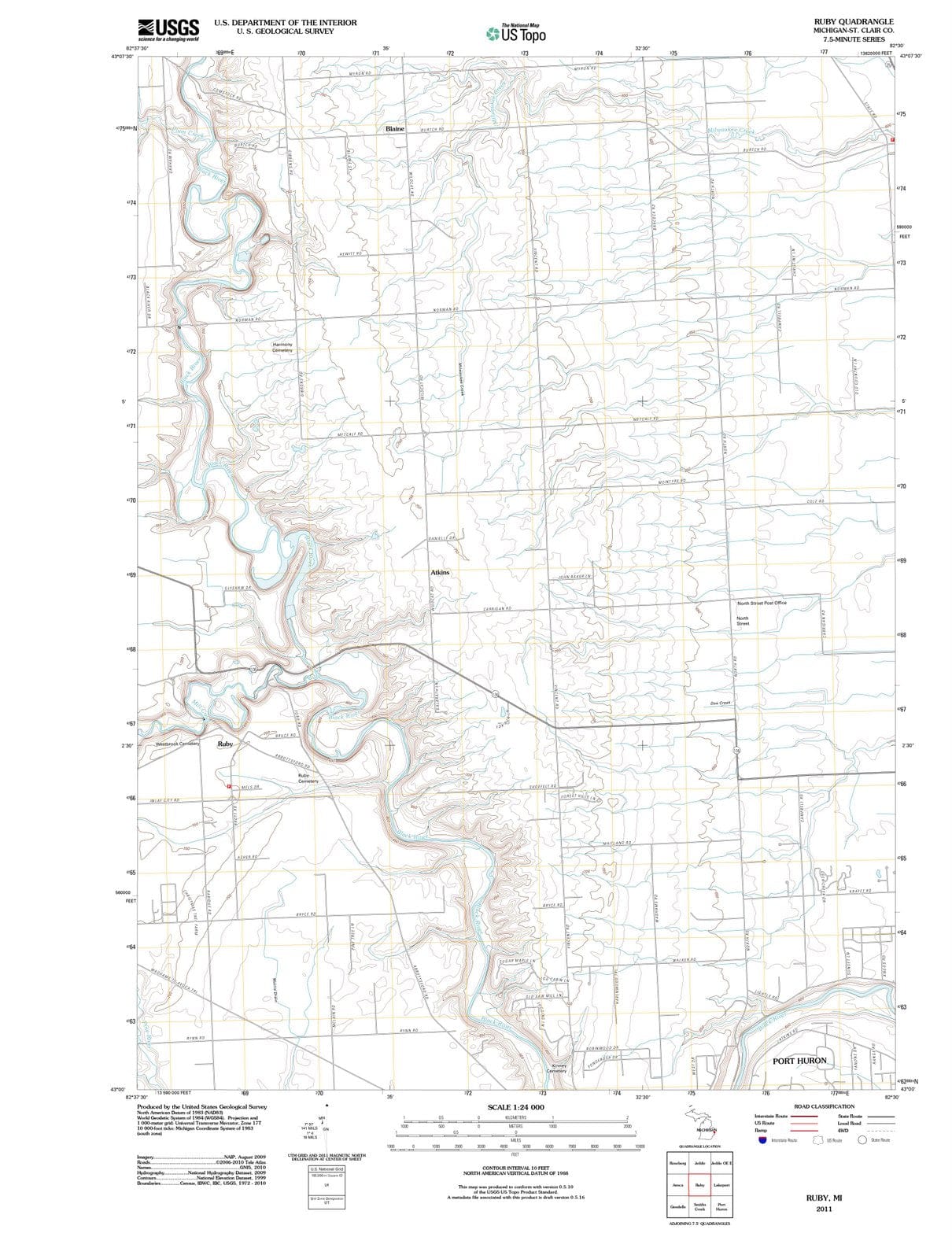 2011 Ruby, MI - Michigan - USGS Topographic Map