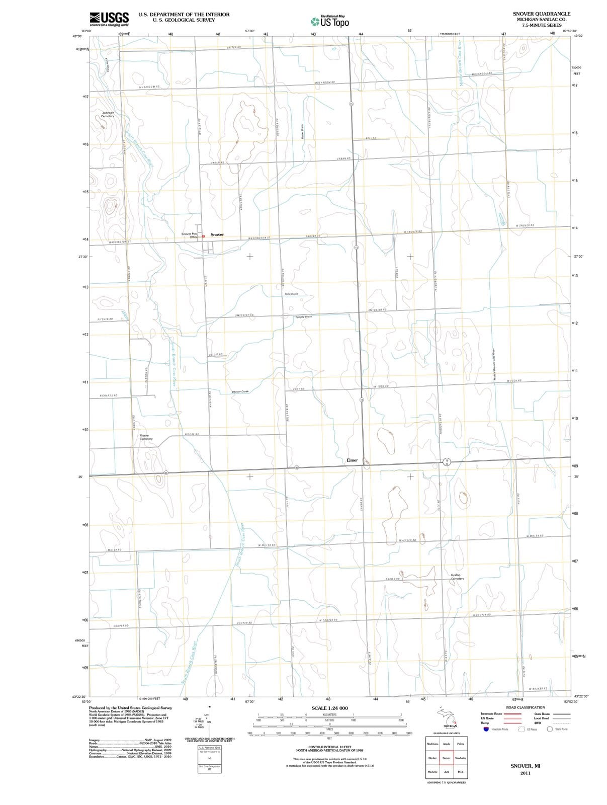2011 Snover, MI - Michigan - USGS Topographic Map