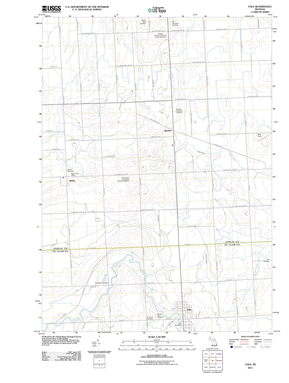 2011 Yale, MI - Michigan - USGS Topographic Map