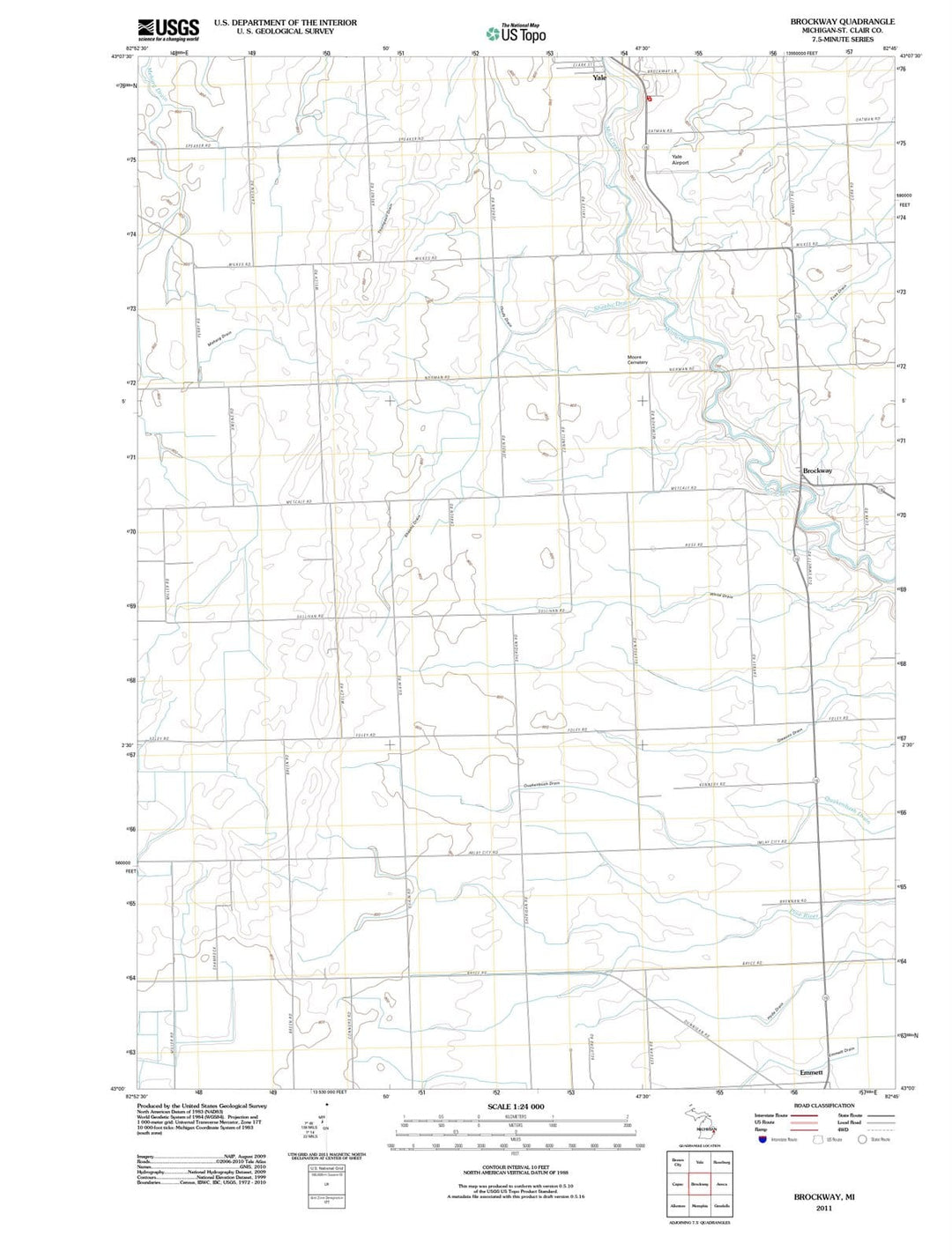 2011 Brockway, MI - Michigan - USGS Topographic Map