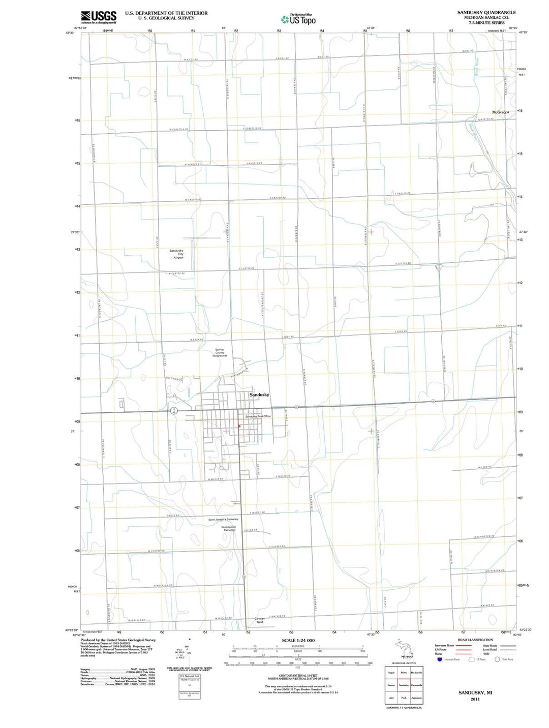 2011 Sandusky, MI - Michigan - USGS Topographic Map