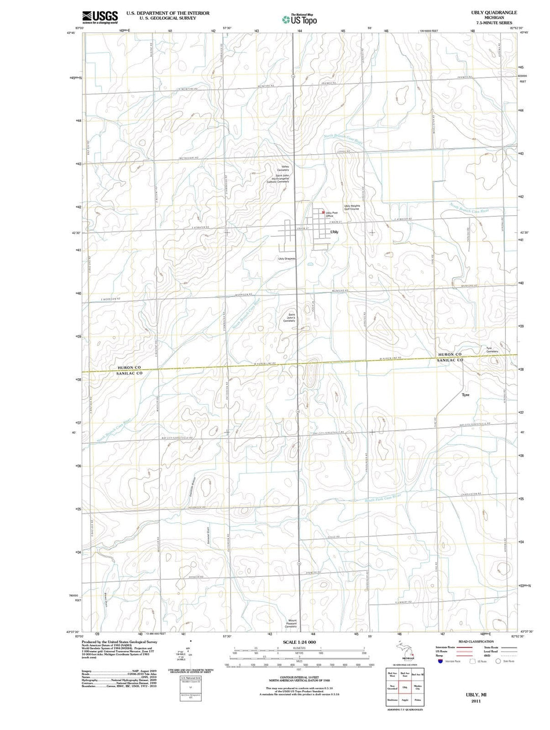 2011 Ubly, MI - Michigan - USGS Topographic Map