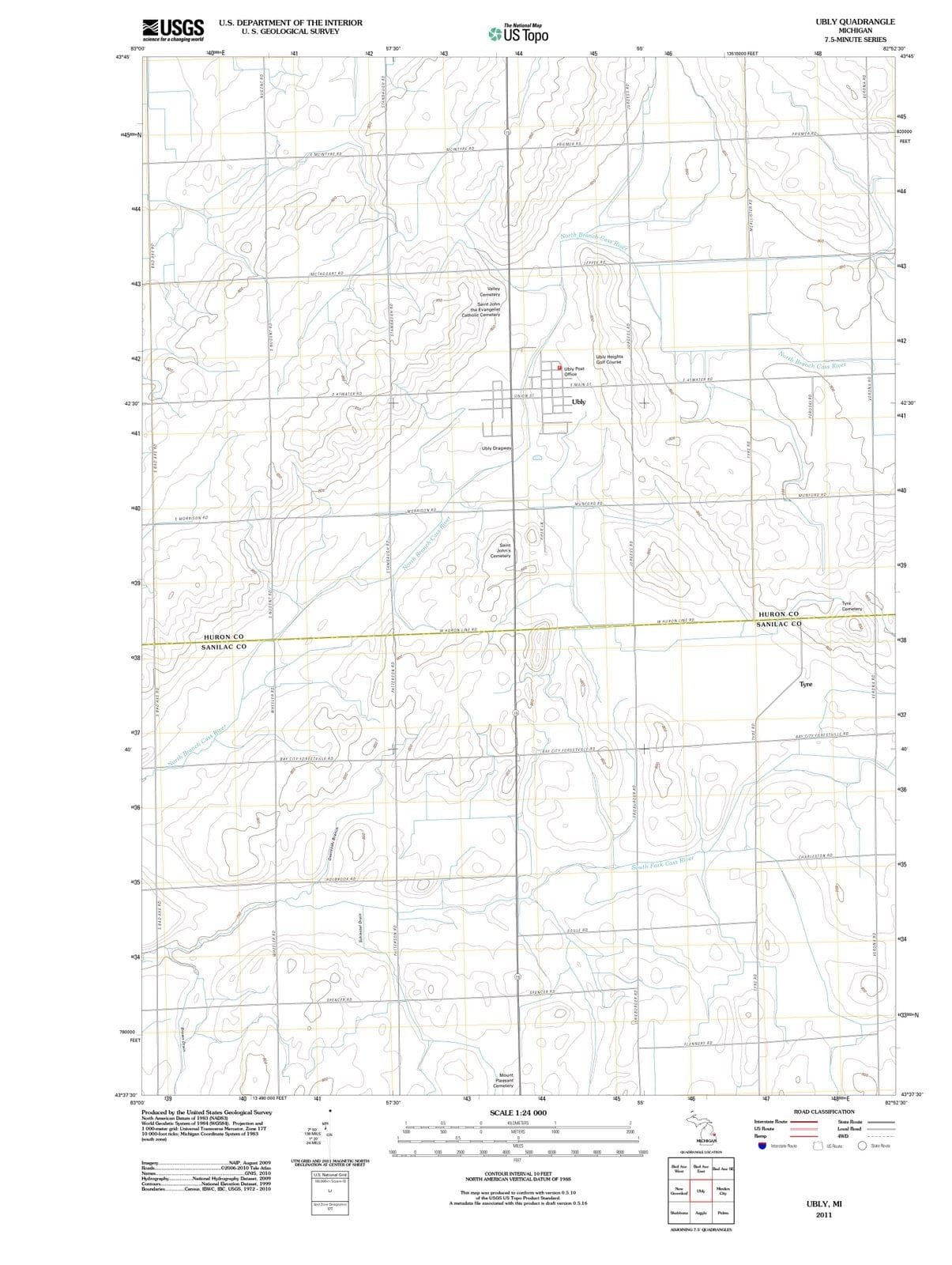 2011 Ubly, MI - Michigan - USGS Topographic Map