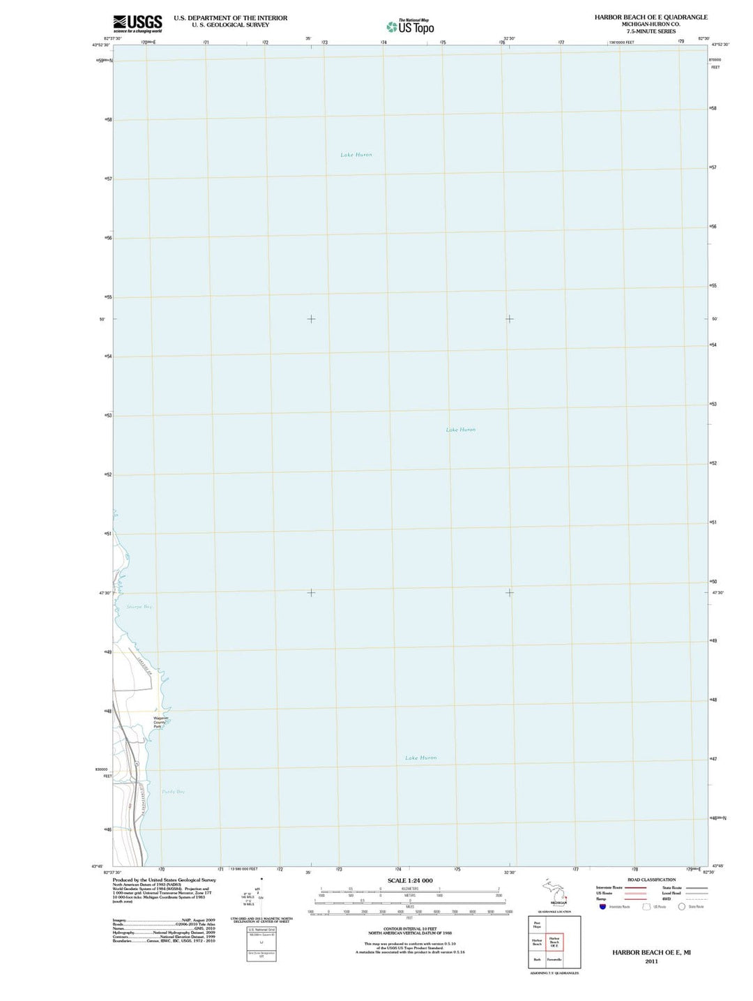 2011 Harbor Beach OE E, MI - Michigan - USGS Topographic Map