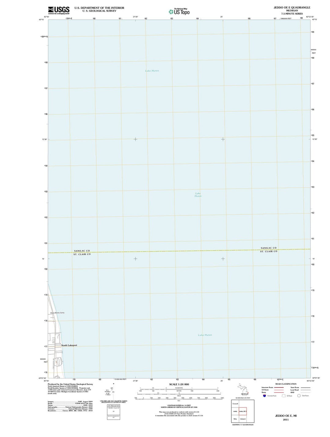 2011 Jeddo OE E, MI - Michigan - USGS Topographic Map