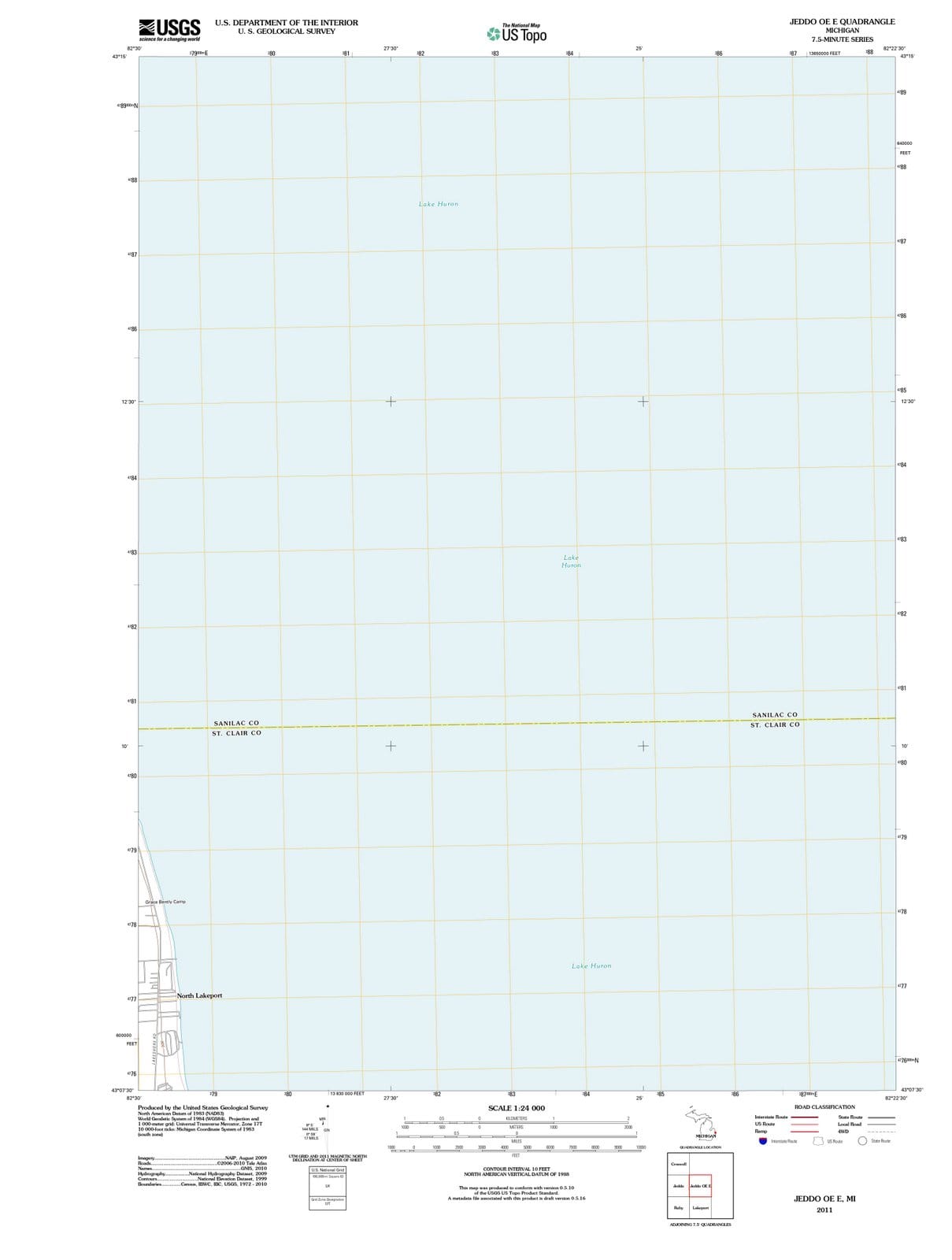 2011 Jeddo OE E, MI - Michigan - USGS Topographic Map