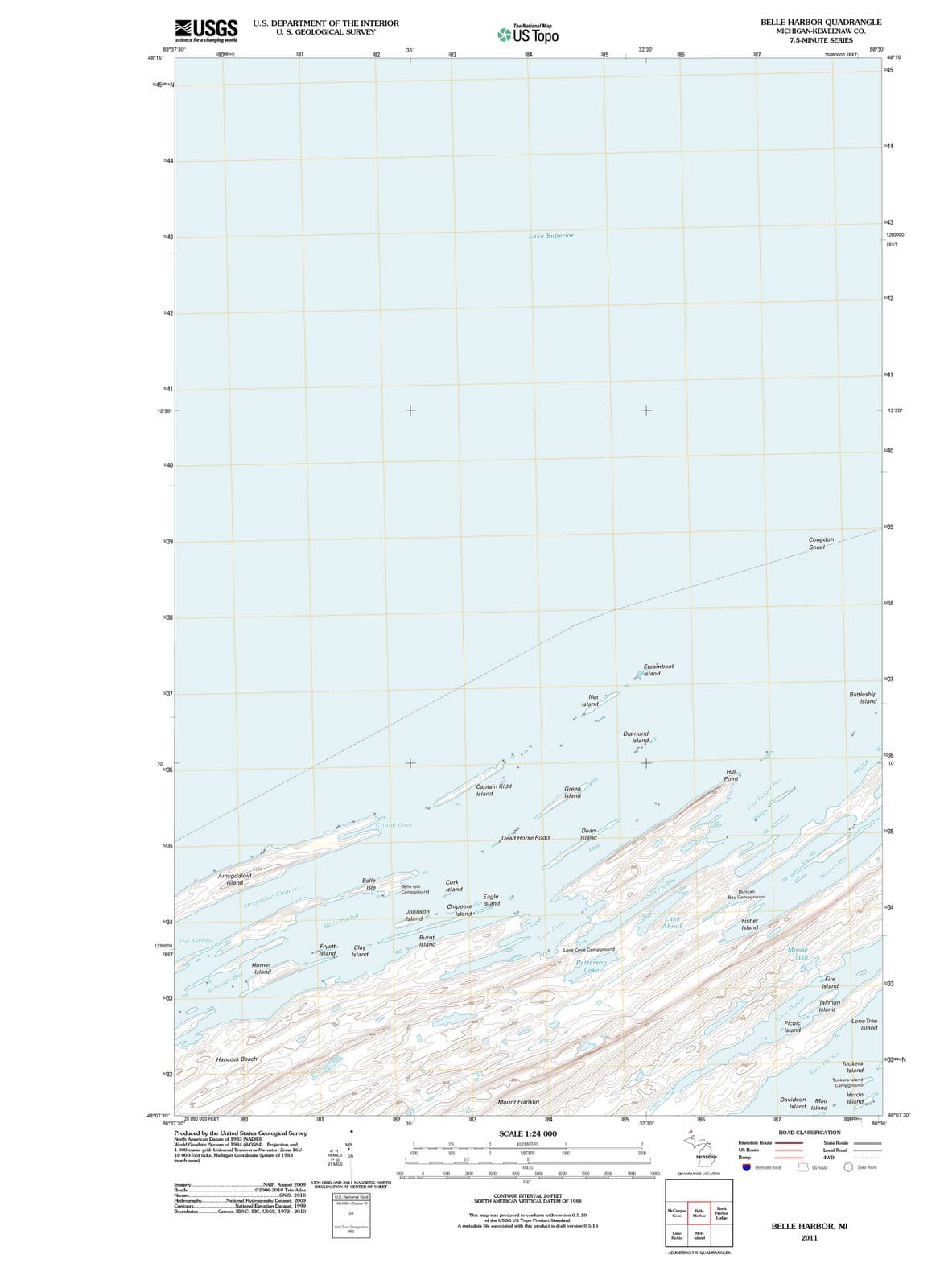 2011 Belle Harbor, MI - Michigan - USGS Topographic Map