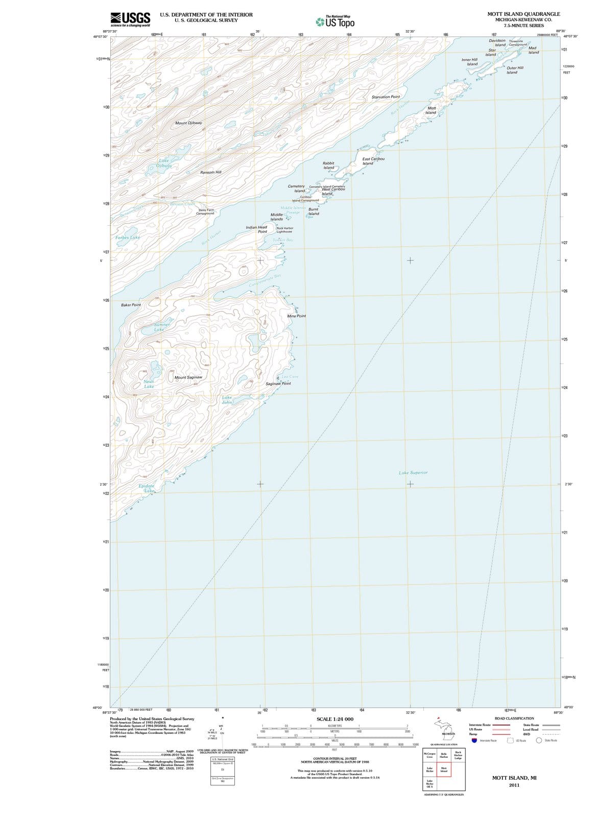 2011 Mott Island, MI - Michigan - USGS Topographic Map