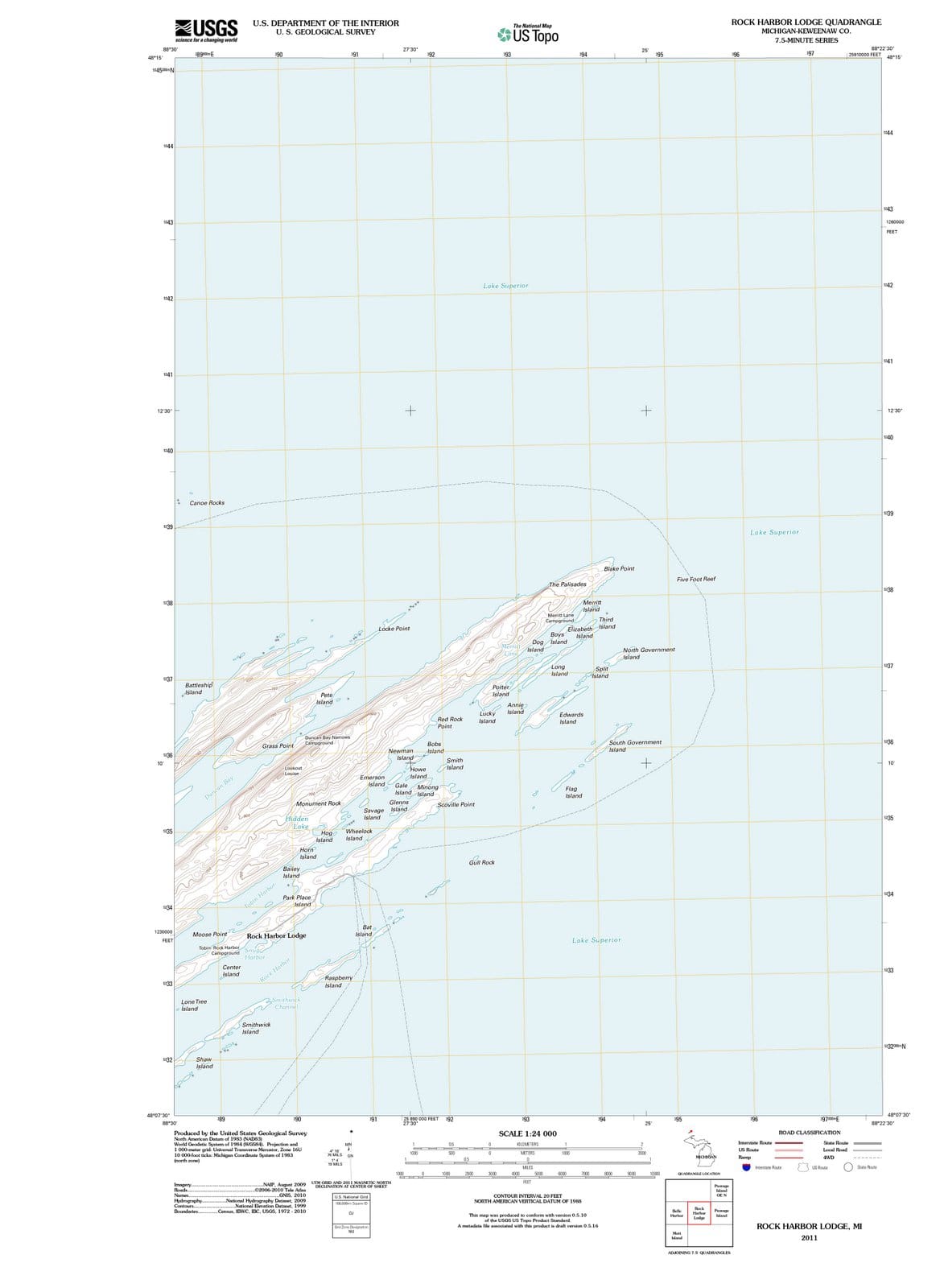 2011 Rock Harbor Lodge, MI - Michigan - USGS Topographic Map