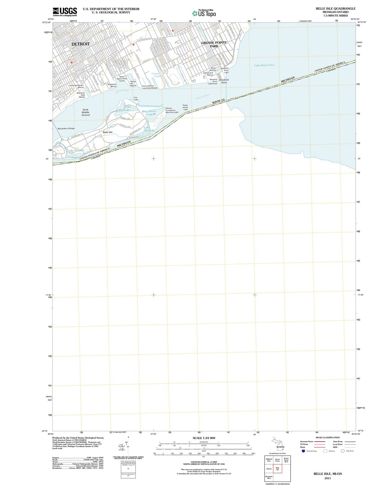 2011 Belle Isle, MI - Michigan - USGS Topographic Map