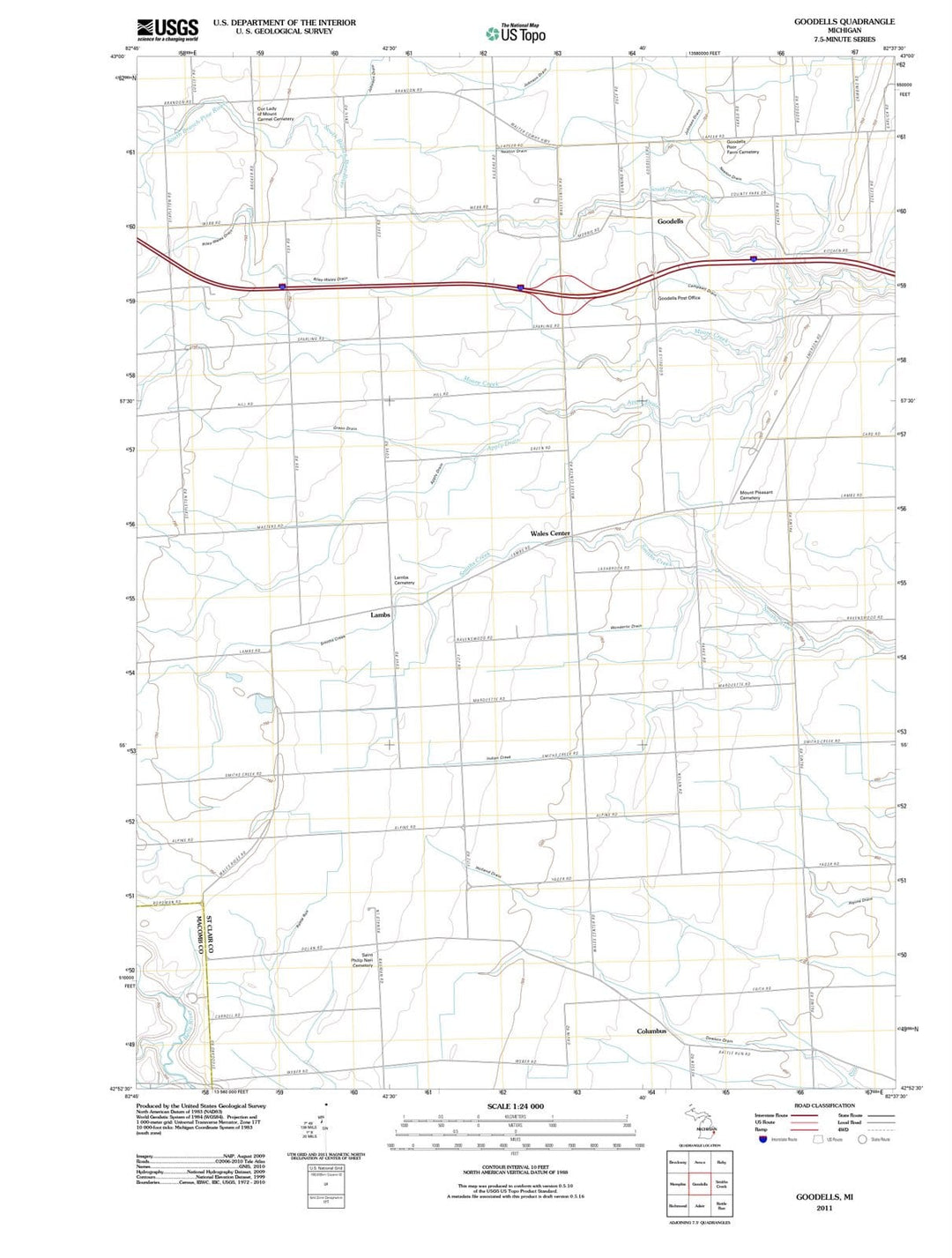 2011 Goodells, MI - Michigan - USGS Topographic Map