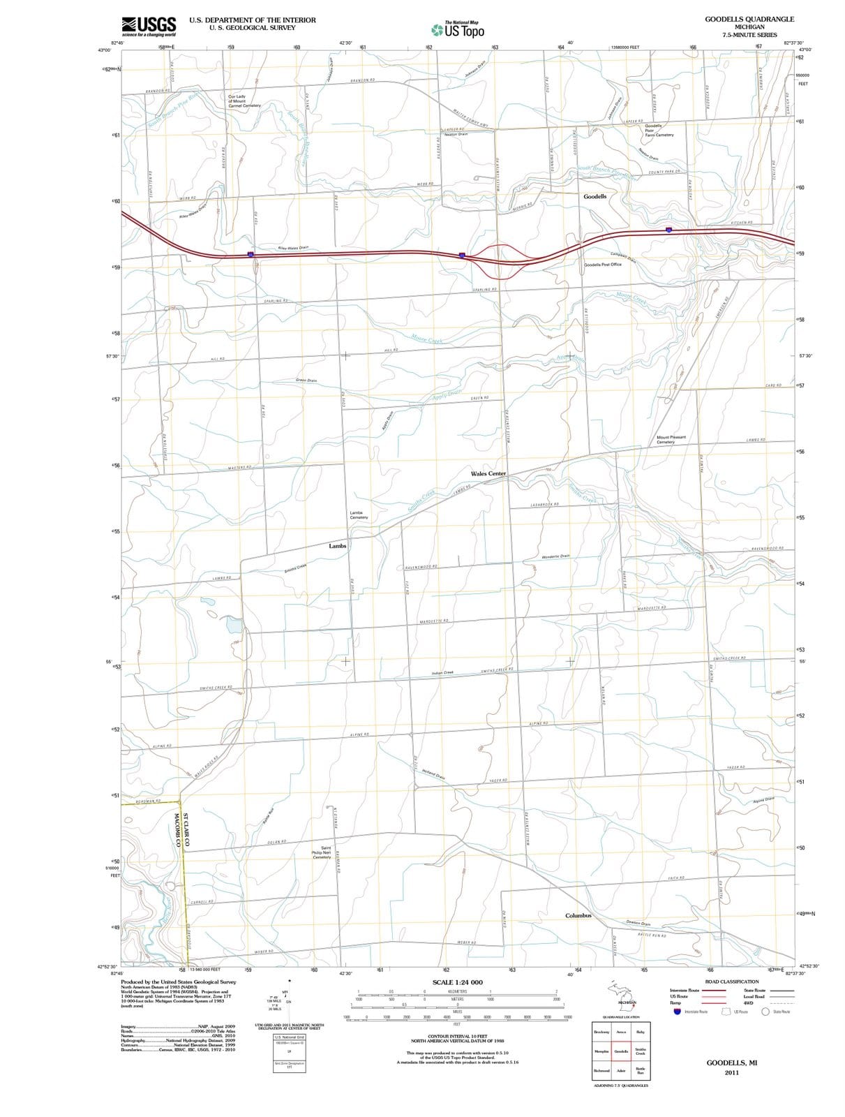 2011 Goodells, MI - Michigan - USGS Topographic Map