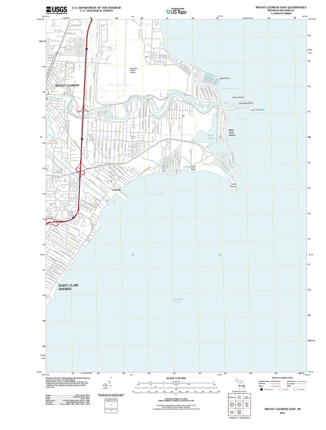2011 Mount Clemens East, MI - Michigan - USGS Topographic Map