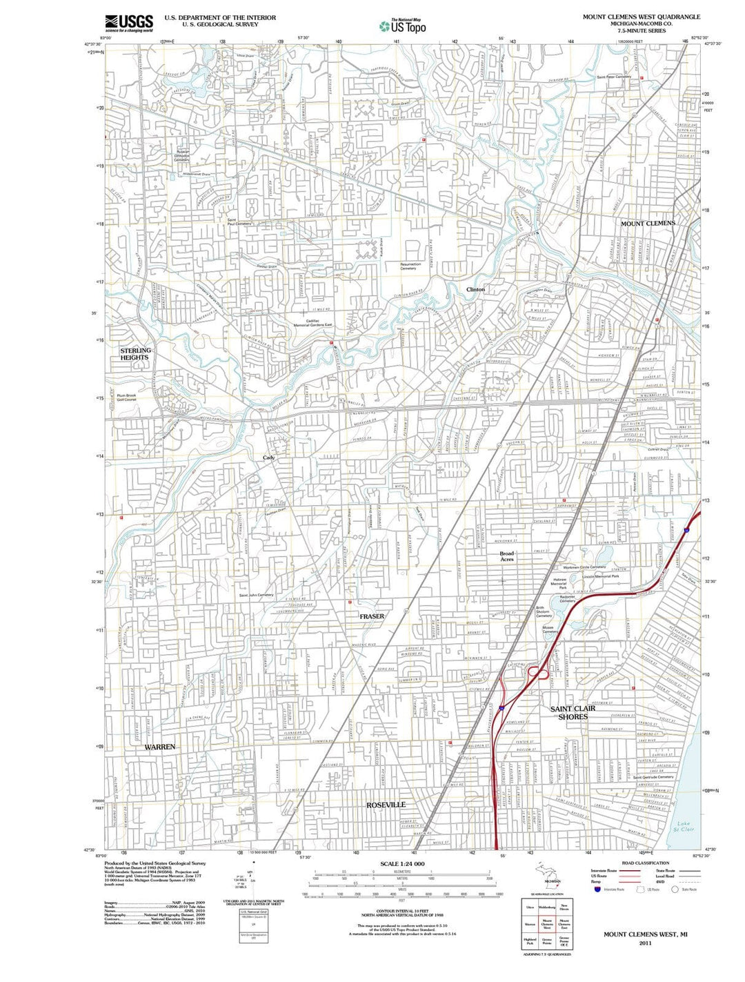 2011 Mount Clemens West, MI - Michigan - USGS Topographic Map
