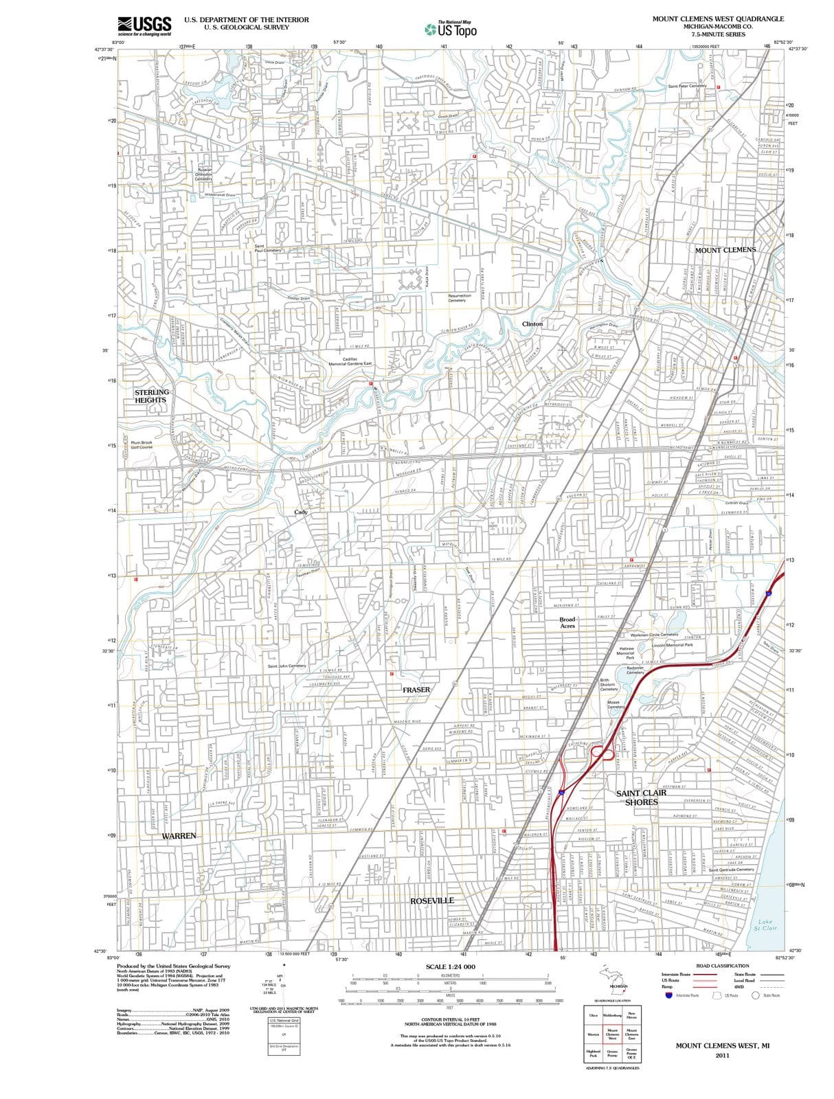2011 Mount Clemens West, MI - Michigan - USGS Topographic Map
