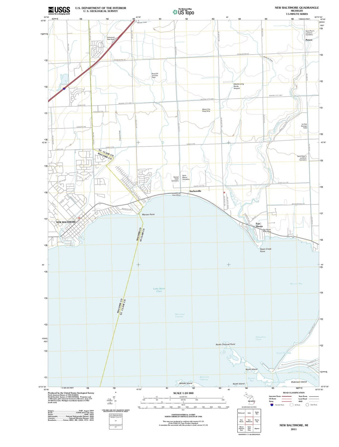 2011 New Baltimore, MI - Michigan - USGS Topographic Map