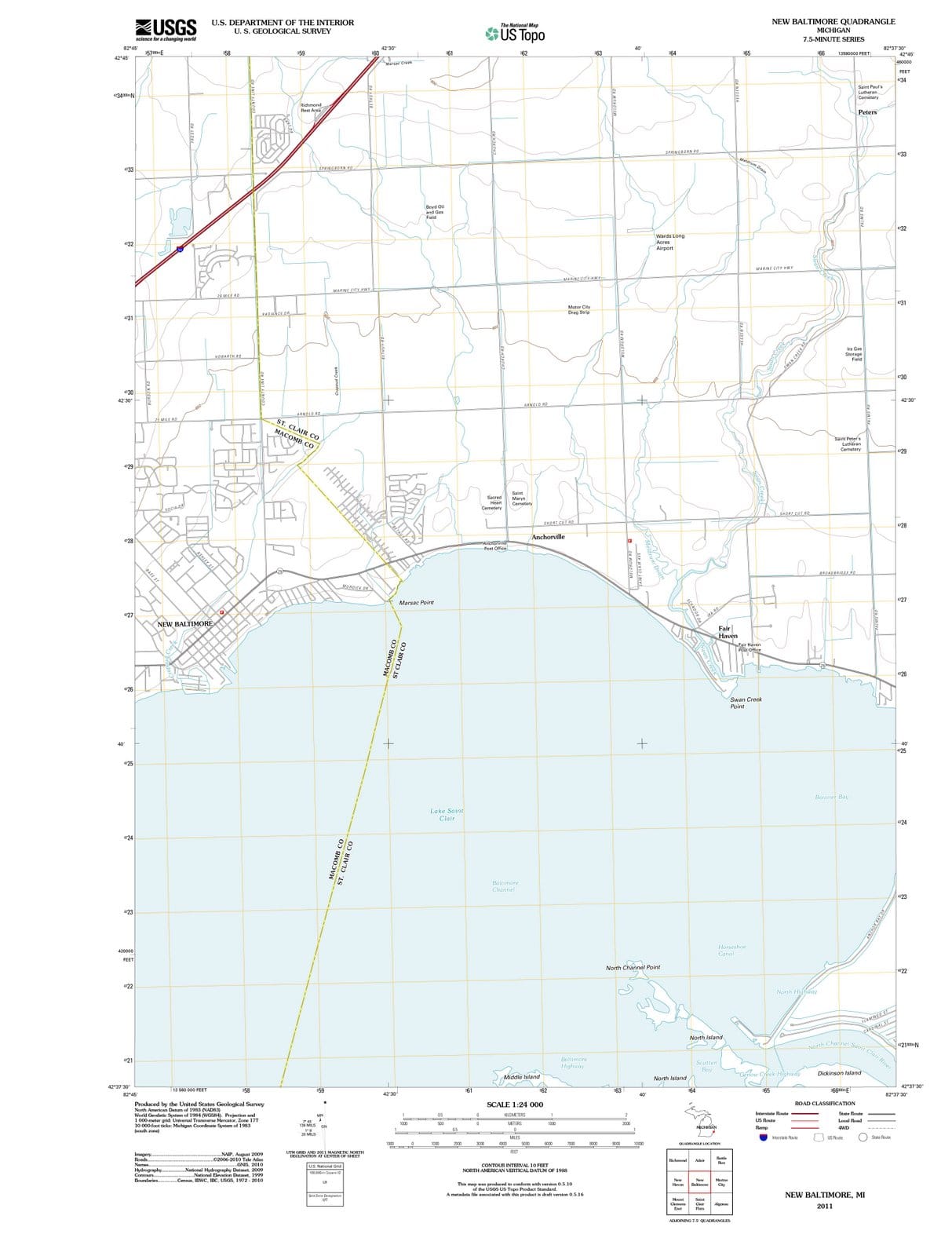 2011 New Baltimore, MI - Michigan - USGS Topographic Map
