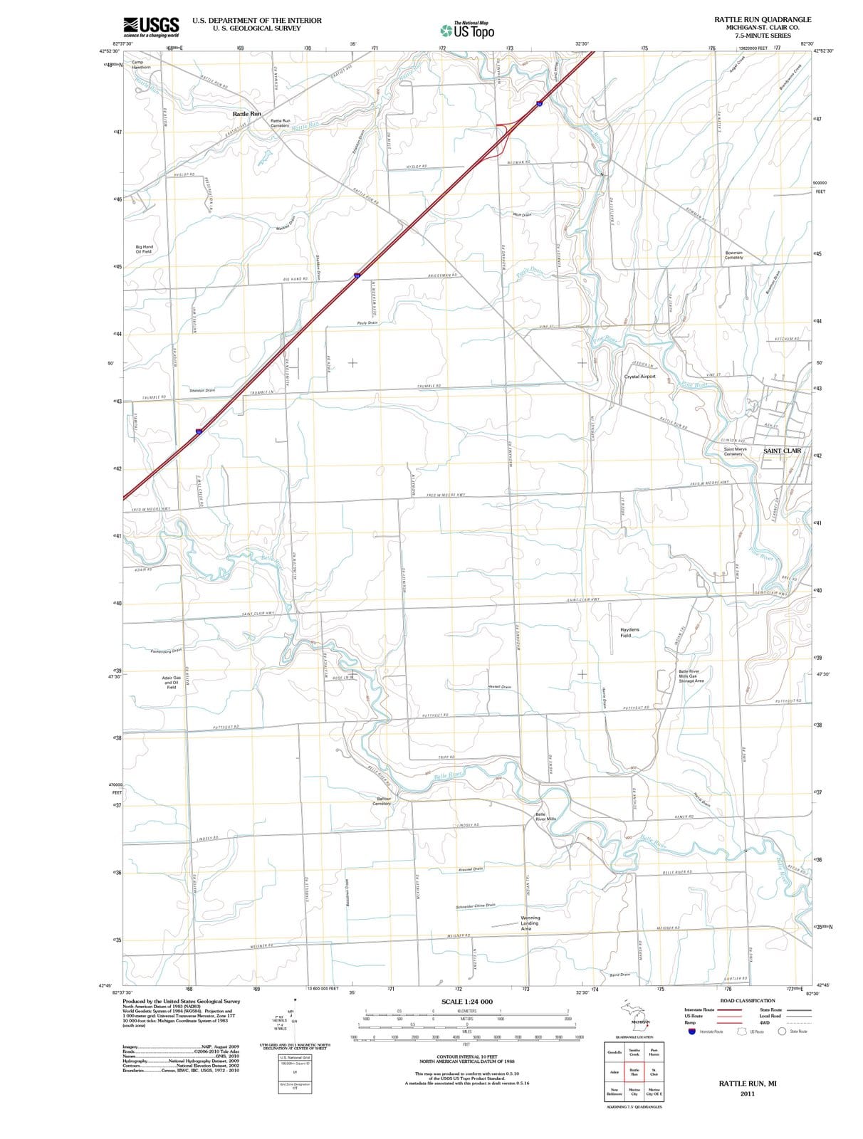 2011 Rattle Run, MI - Michigan - USGS Topographic Map