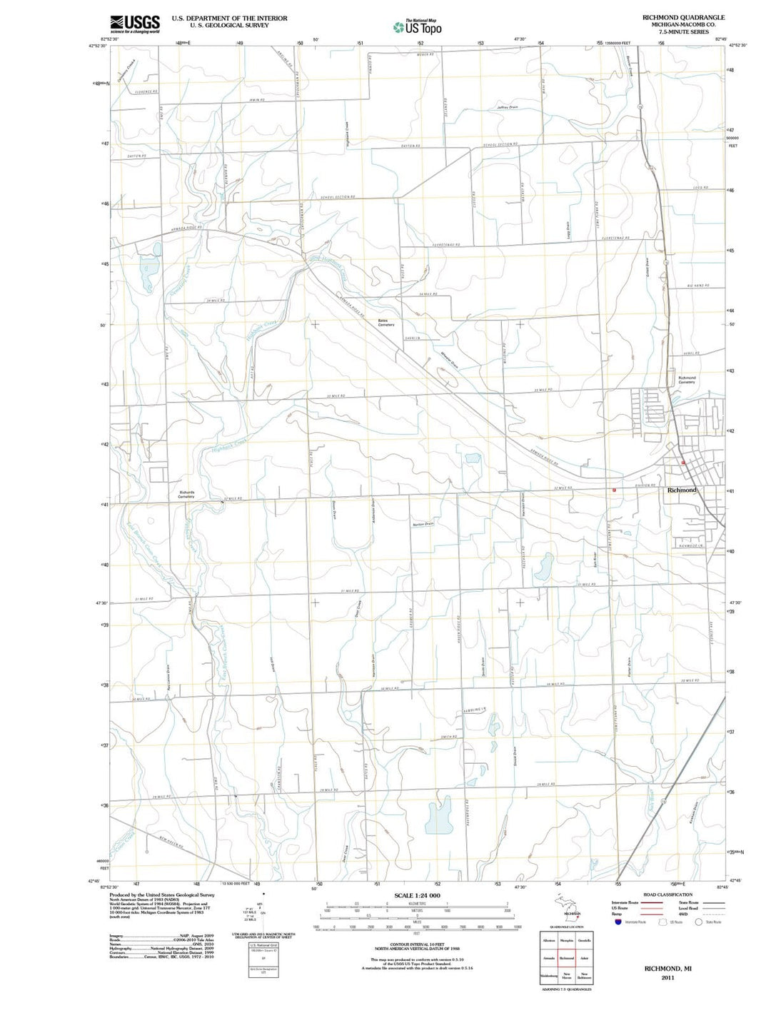 2011 Richmond, MI - Michigan - USGS Topographic Map