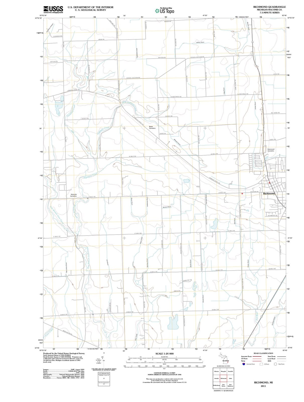 2011 Richmond, MI - Michigan - USGS Topographic Map