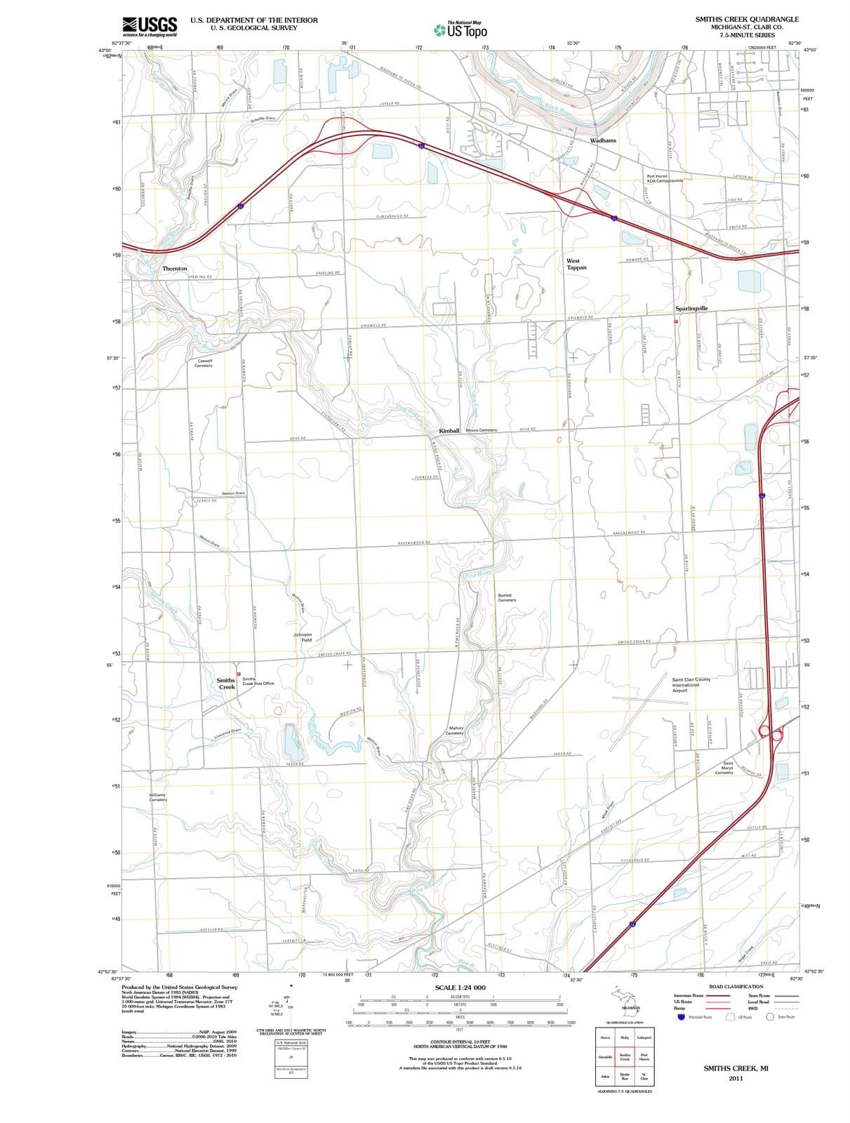 2011 Smiths Creek, MI - Michigan - USGS Topographic Map