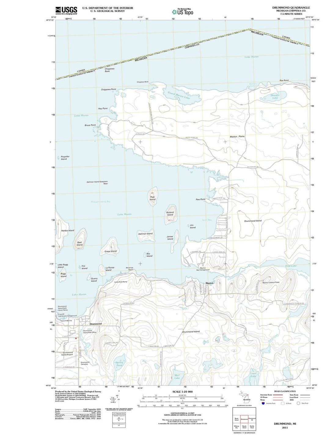 2011 Drummond, MI - Michigan - USGS Topographic Map