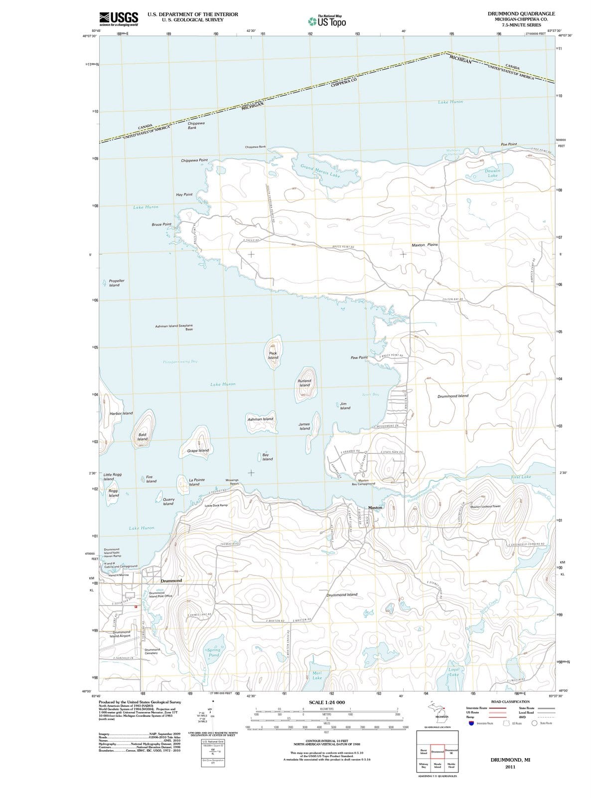 2011 Drummond, MI - Michigan - USGS Topographic Map