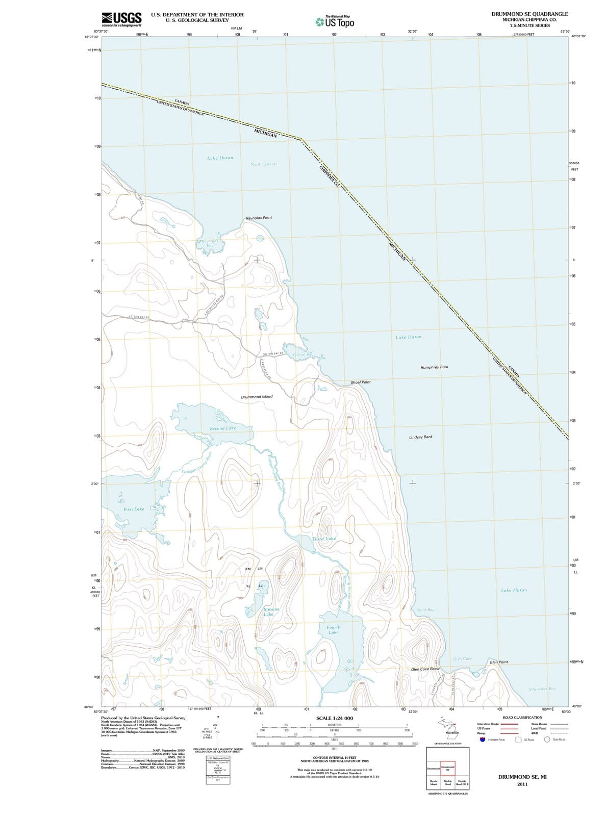 2011 Drummond, MI - Michigan - USGS Topographic Map v2