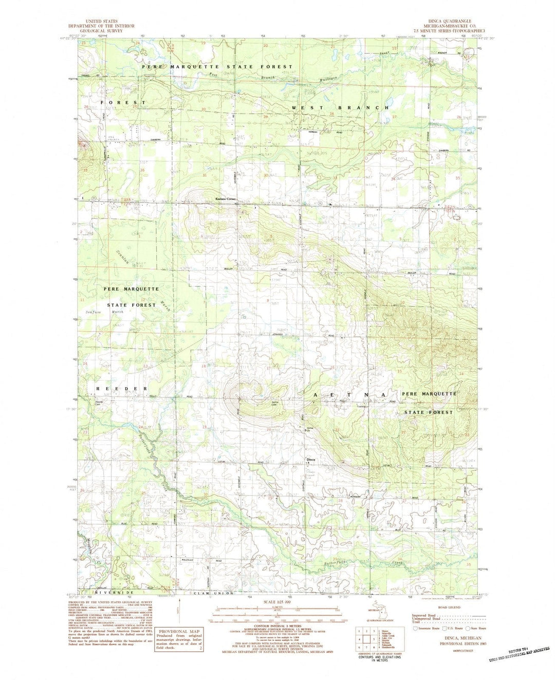 1983 Dinca, MI - Michigan - USGS Topographic Map