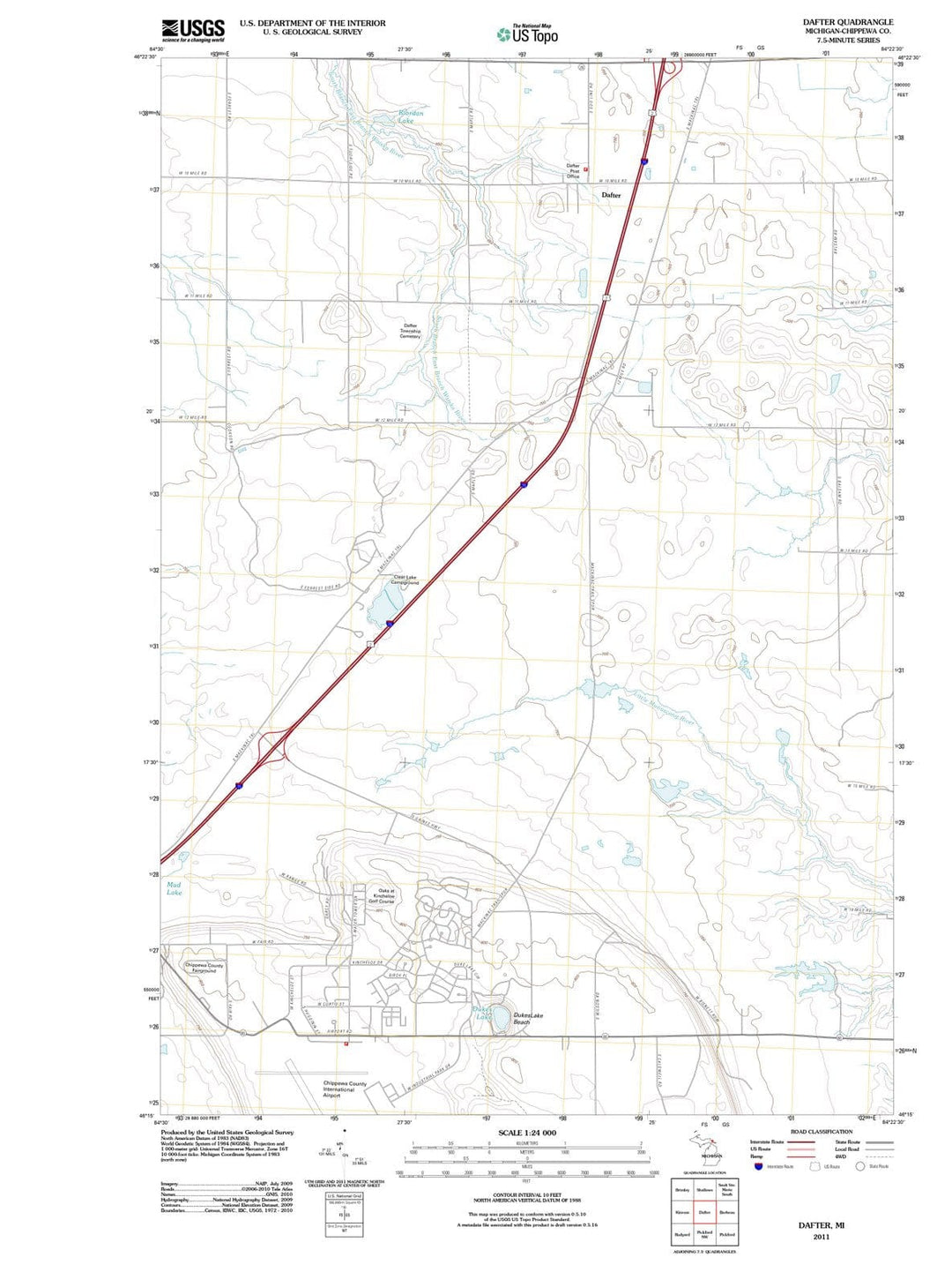 2011 Dafter, MI - Michigan - USGS Topographic Map