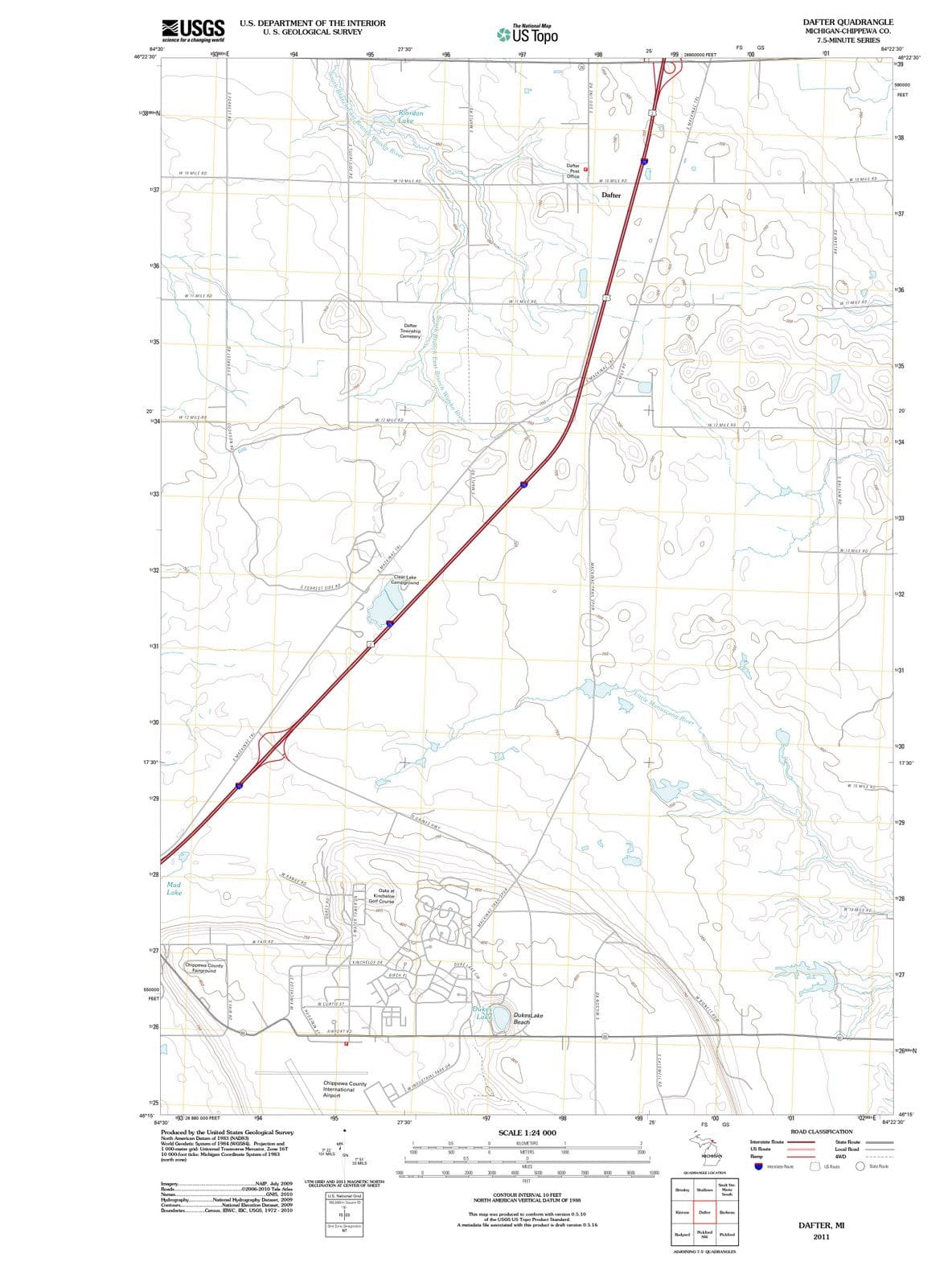 2011 Dafter, MI - Michigan - USGS Topographic Map