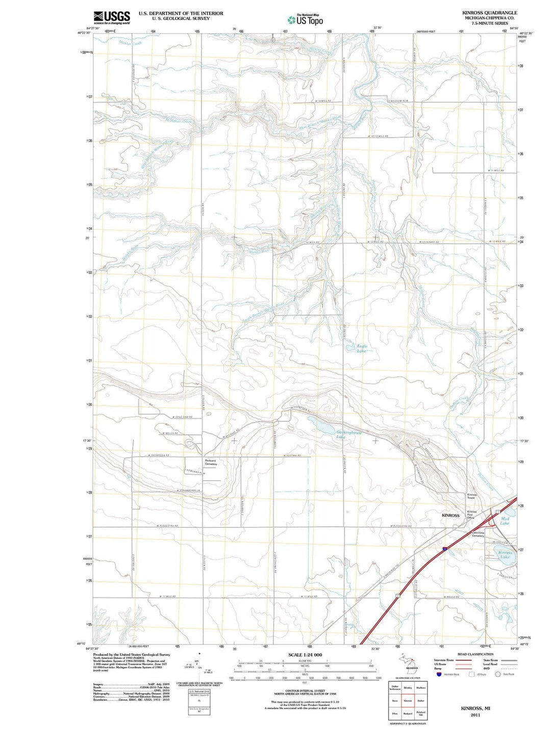 2011 Kinross, MI - Michigan - USGS Topographic Map