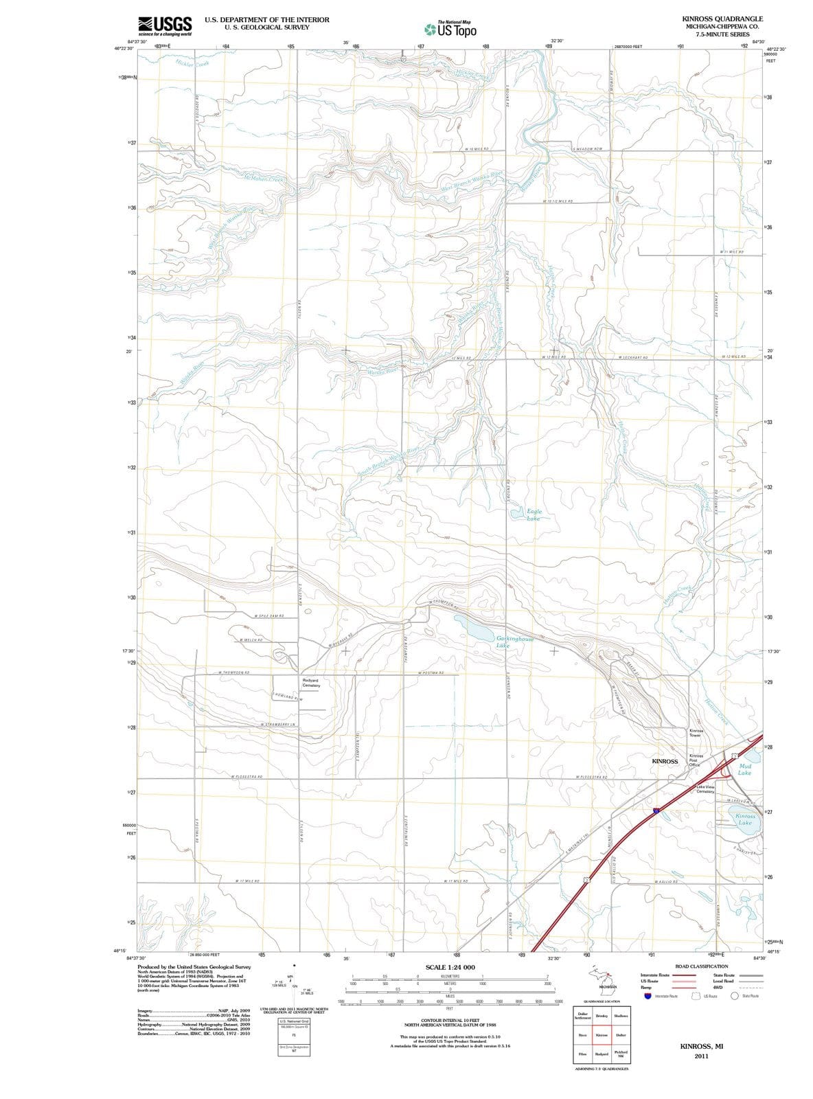 2011 Kinross, MI - Michigan - USGS Topographic Map