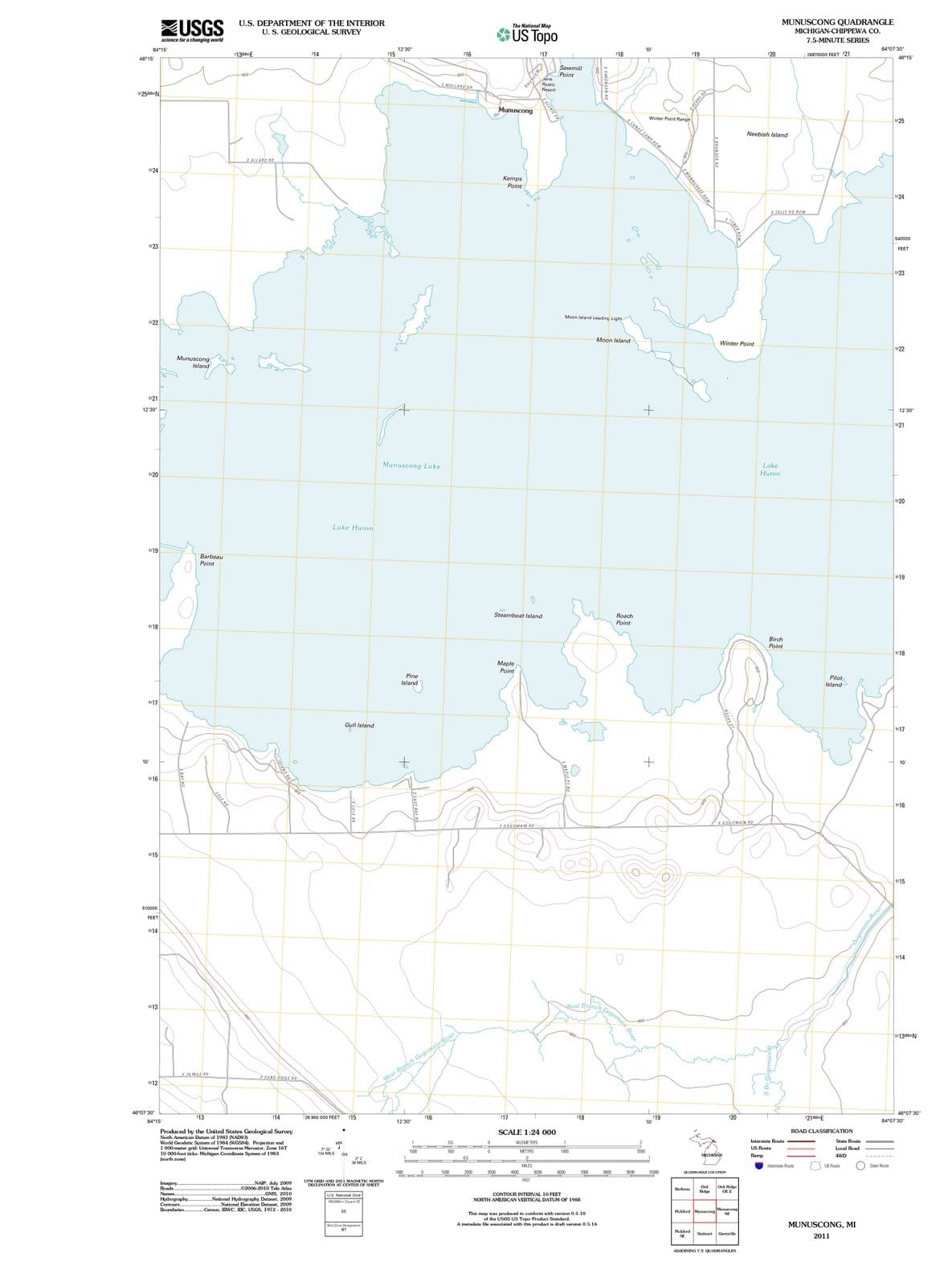 2011 Munuscong, MI - Michigan - USGS Topographic Map