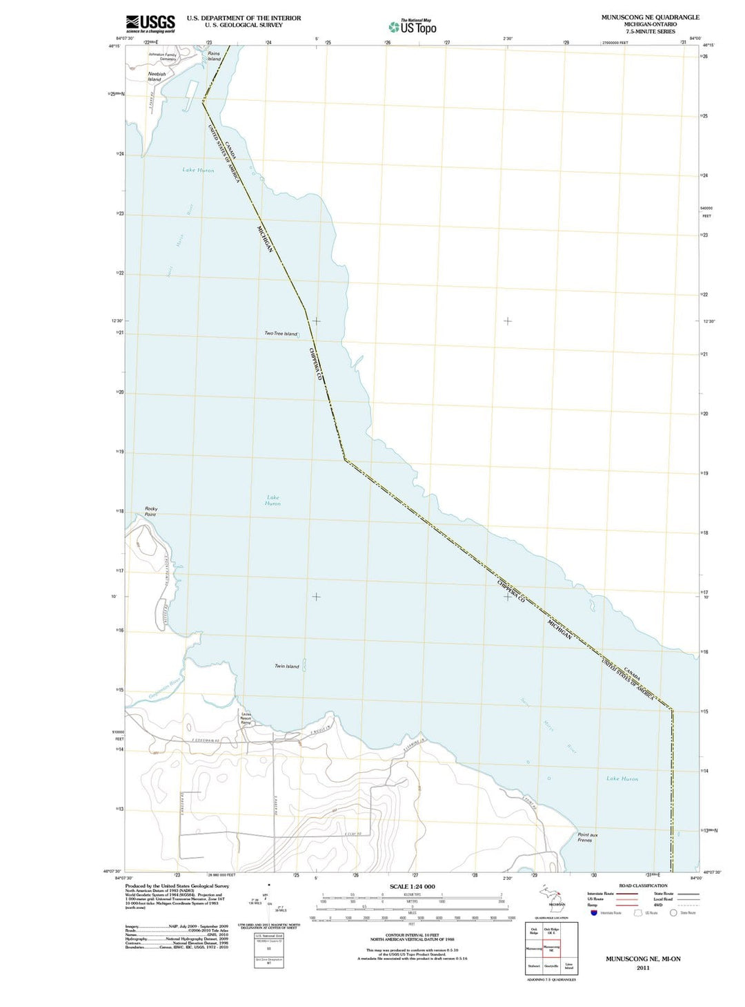 2011 Munuscong, MI - Michigan - USGS Topographic Map v2