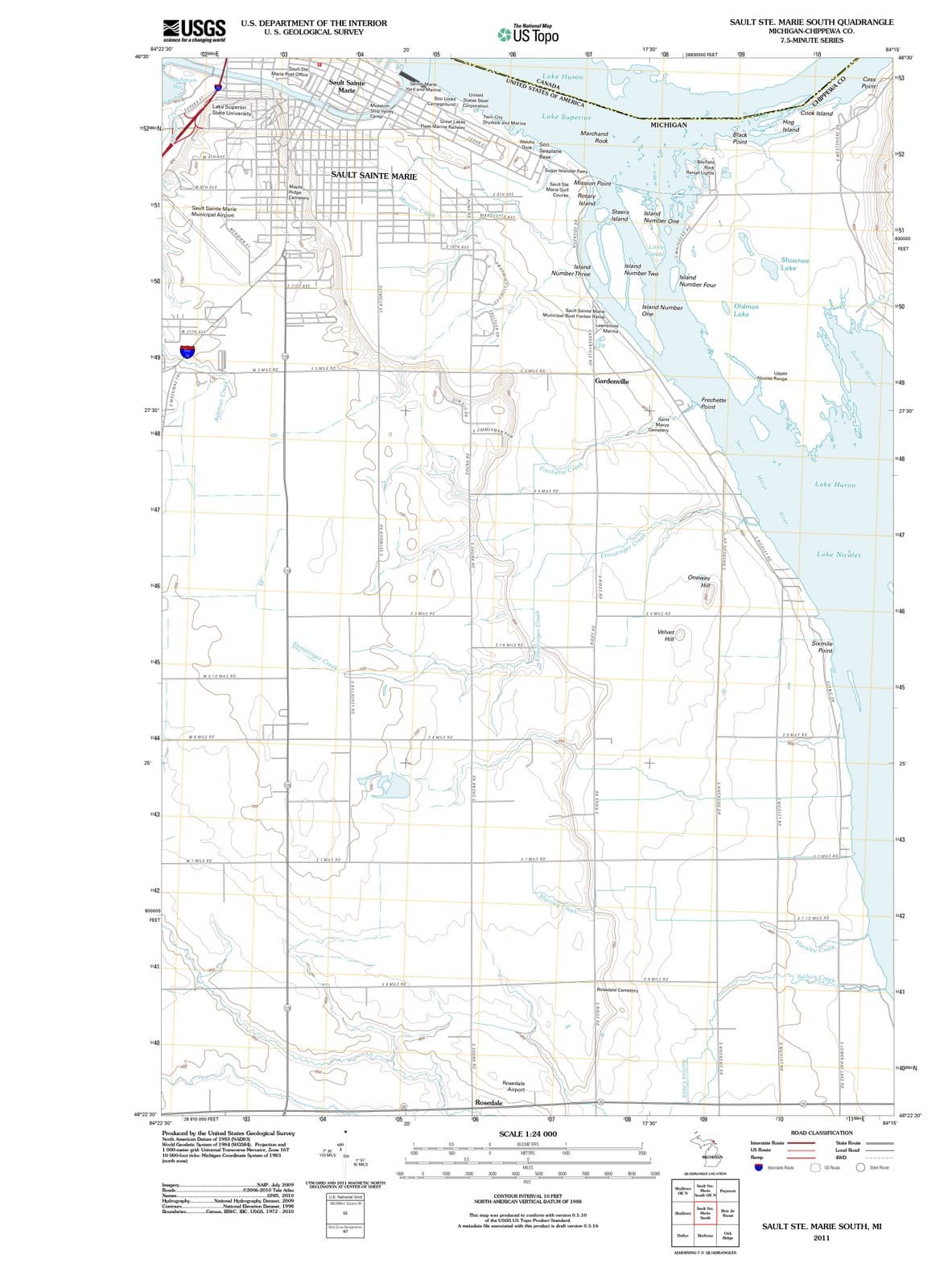 2011 Sault Ste. Marie South, MI - Michigan - USGS Topographic Map