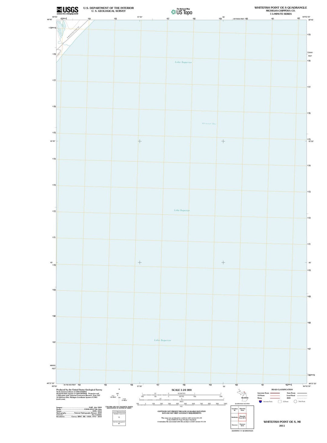 2011 Whitefish Point OE S, MI - Michigan - USGS Topographic Map