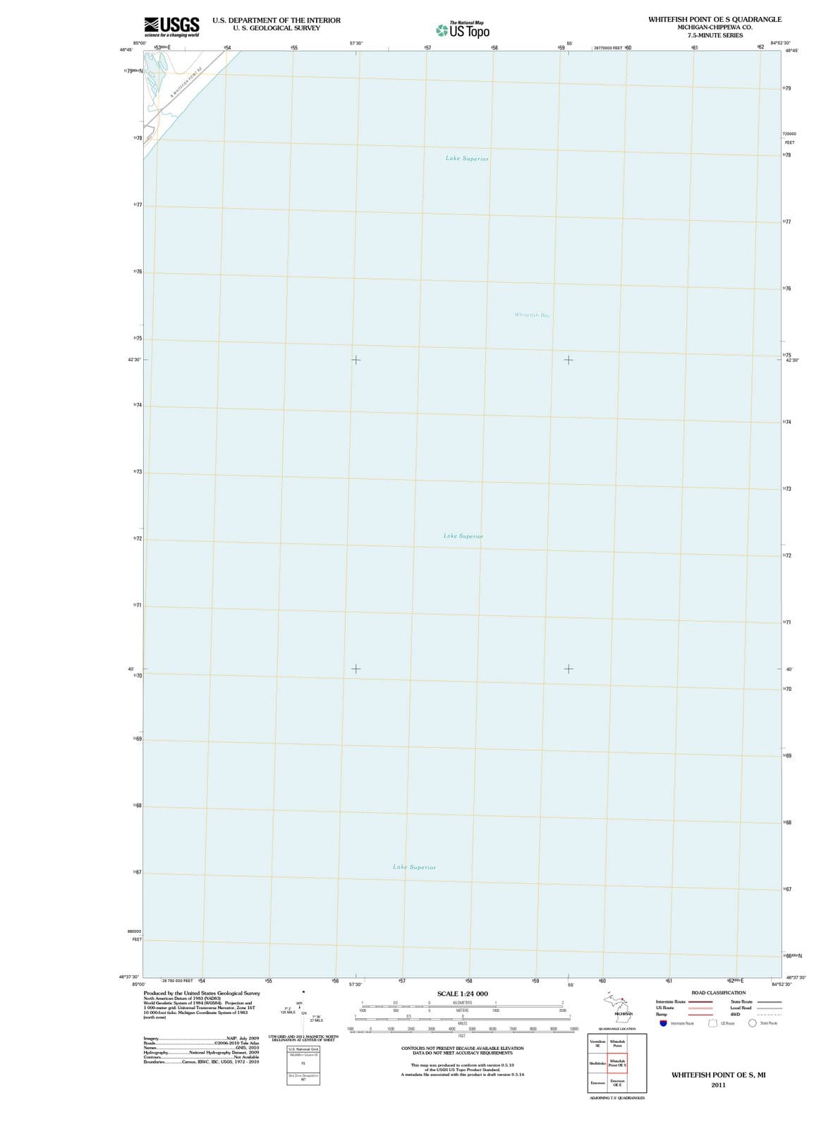 2011 Whitefish Point OE S, MI - Michigan - USGS Topographic Map