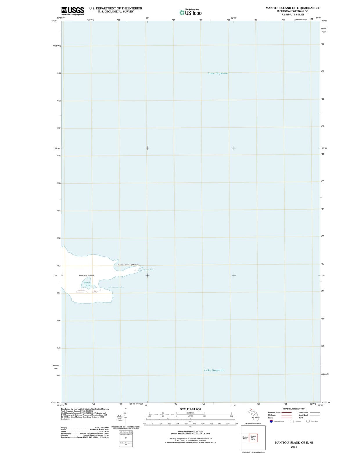 2011 Manitou Island OE E, MI - Michigan - USGS Topographic Map