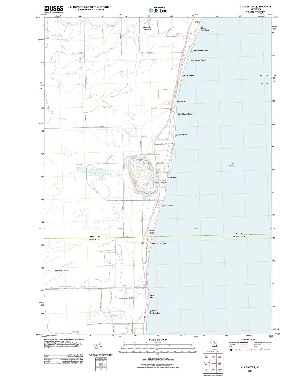 2011 Alabaster, MI - Michigan - USGS Topographic Map