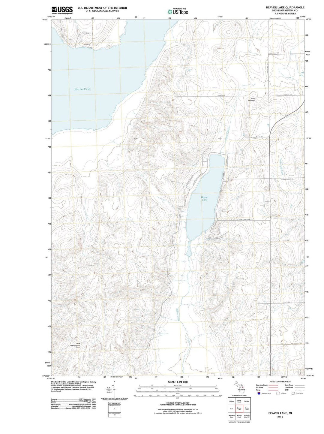 2011 Beaver Lake, MI - Michigan - USGS Topographic Map