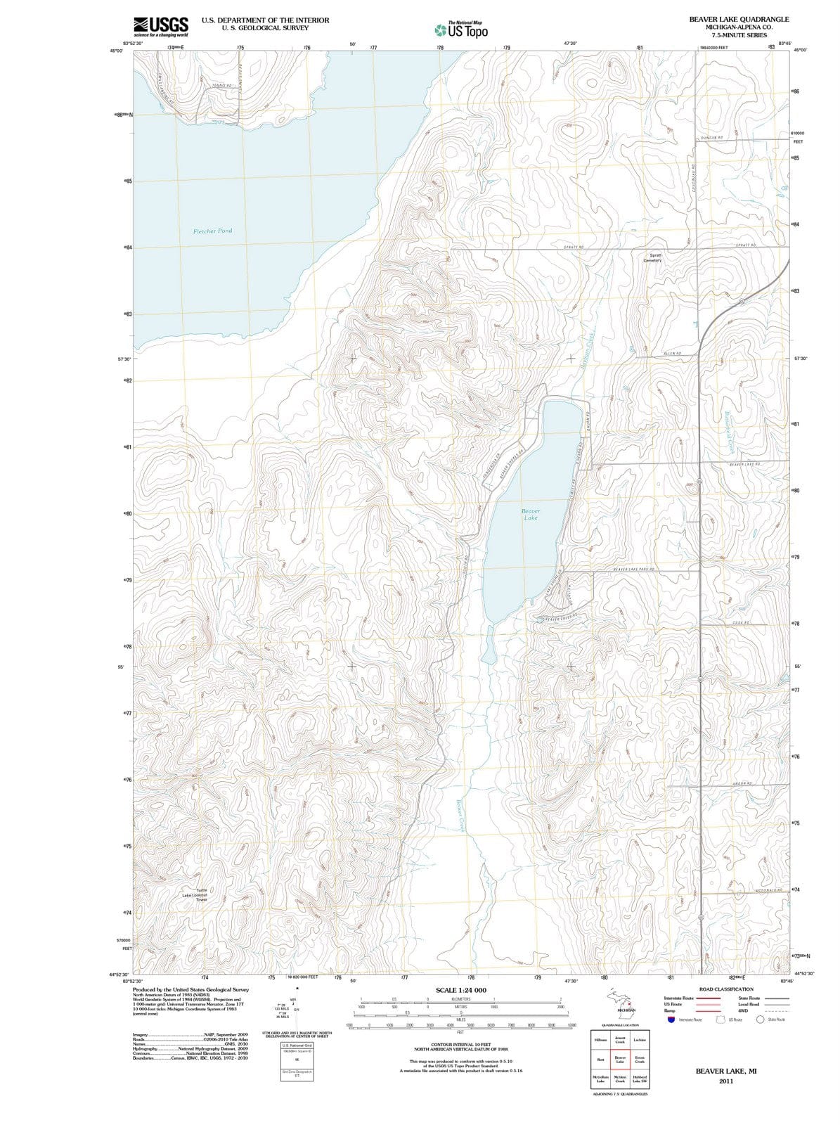2011 Beaver Lake, MI - Michigan - USGS Topographic Map