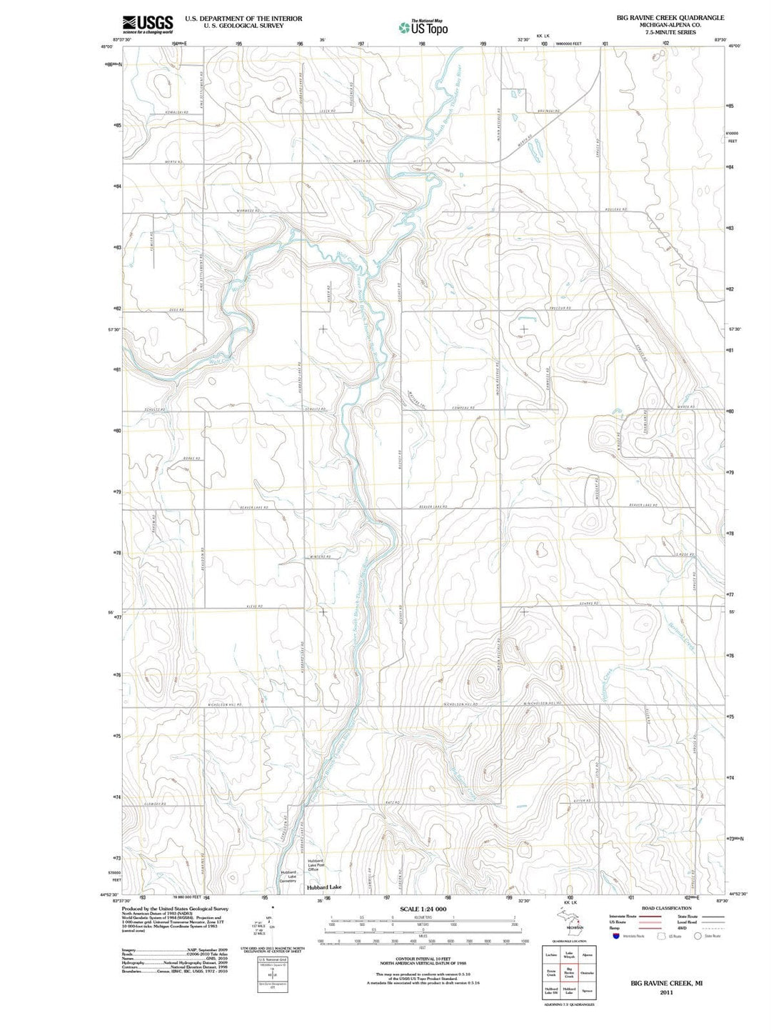 2011 Big Ravine Creek, MI - Michigan - USGS Topographic Map