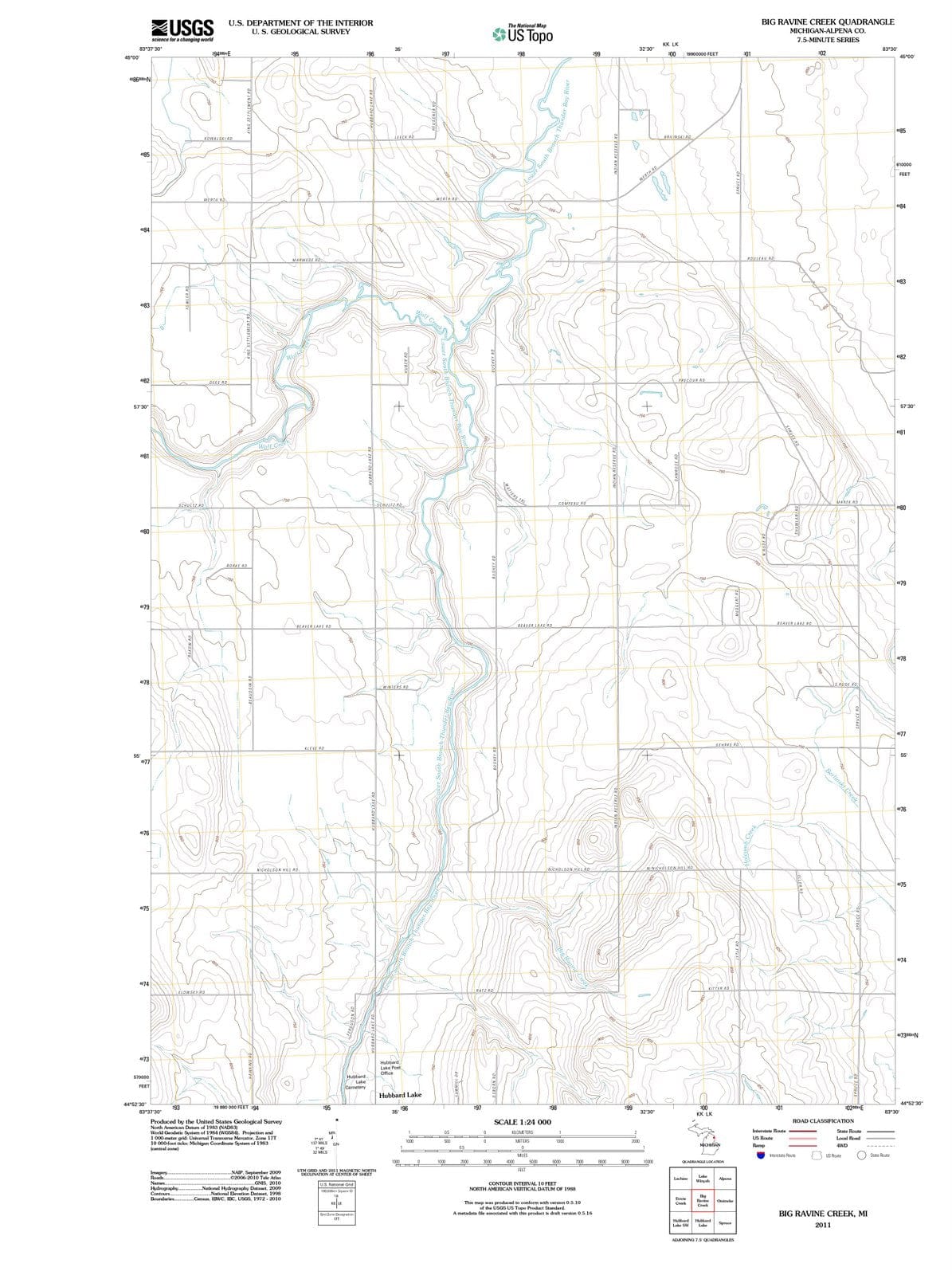 2011 Big Ravine Creek, MI - Michigan - USGS Topographic Map