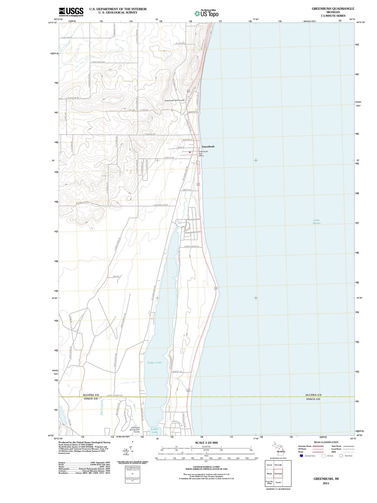 2011 Greenbush, MI - Michigan - USGS Topographic Map